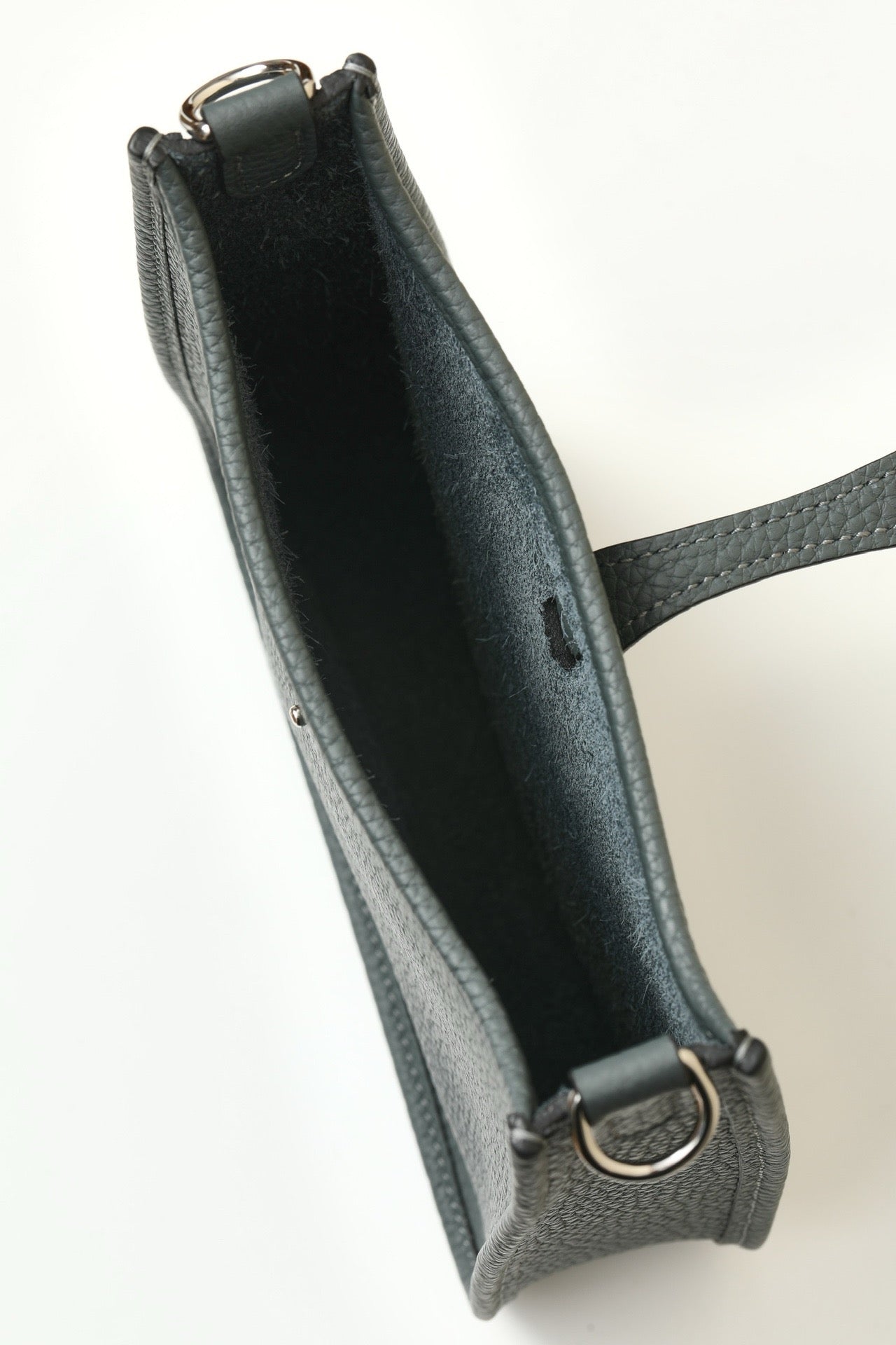 YF16 H0 Smog Grey ,Clemence bull leather crossbody bag , PHW #4423