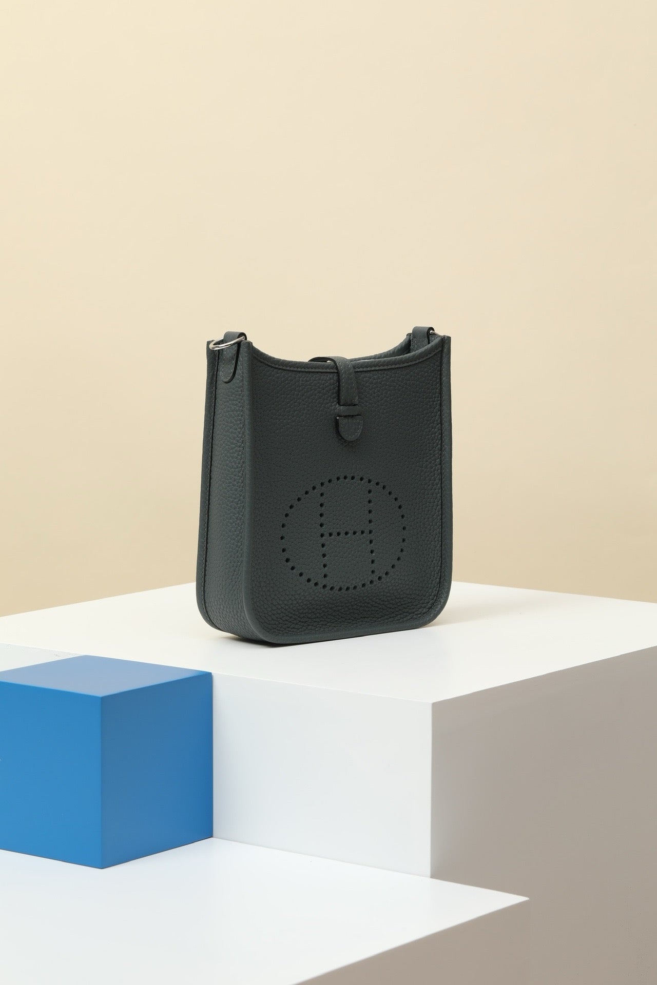 YF16 N7 Storm Blue ,Clemence bull leather crossbody bag  , PHW #4422