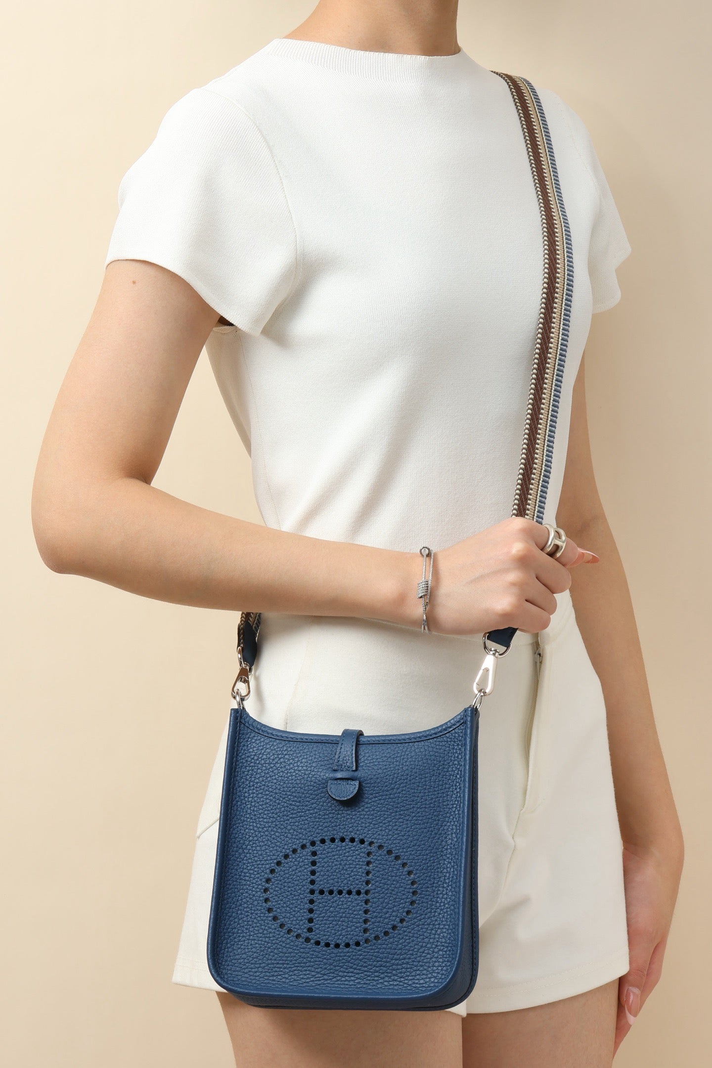 YF16 Tie-Dye Blue , Clemence bull leather crossbody bag  , PHW #4395