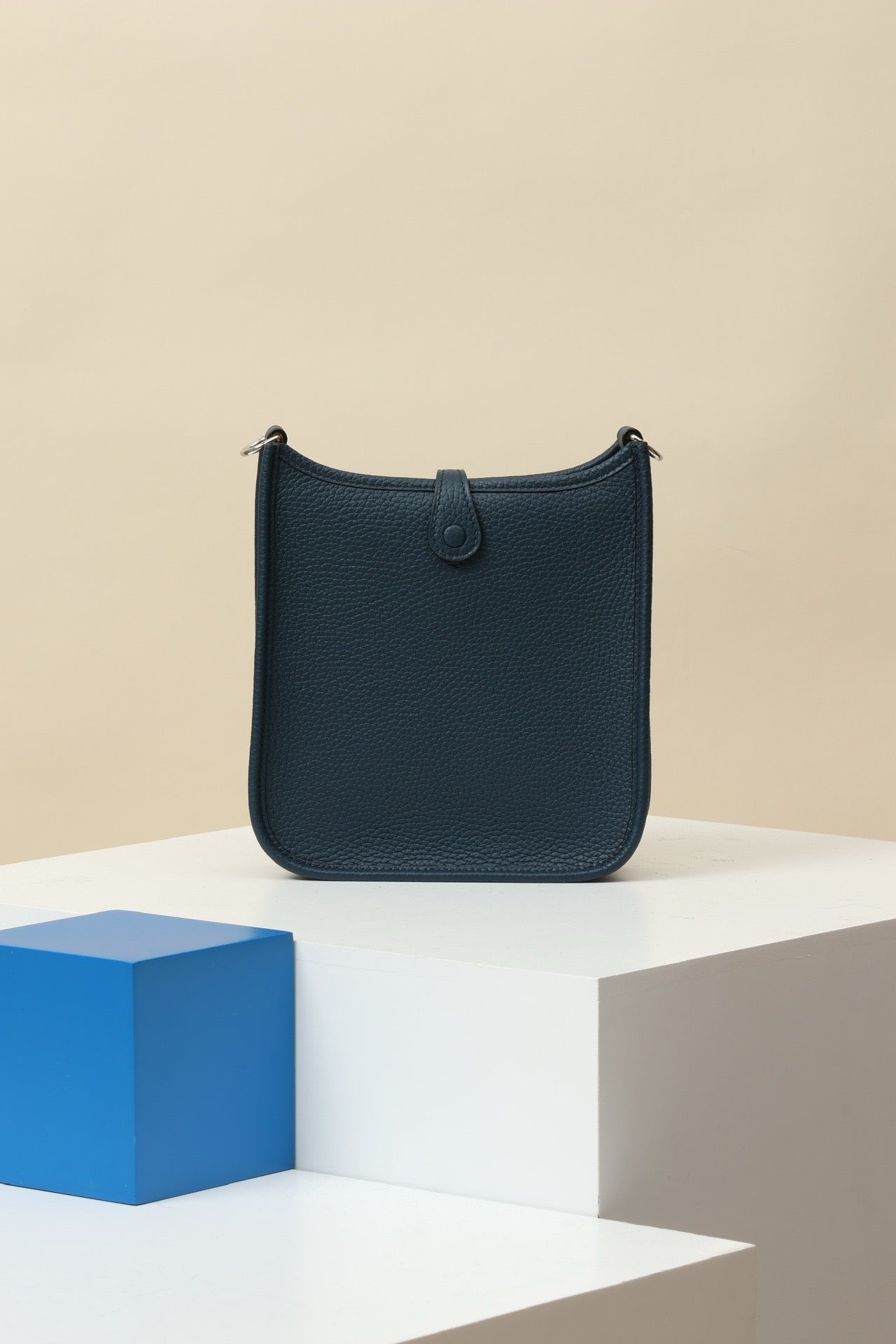 YF16 7P Prussian Blue ,Clemence bull leather crossbody bag  , PHW #4415