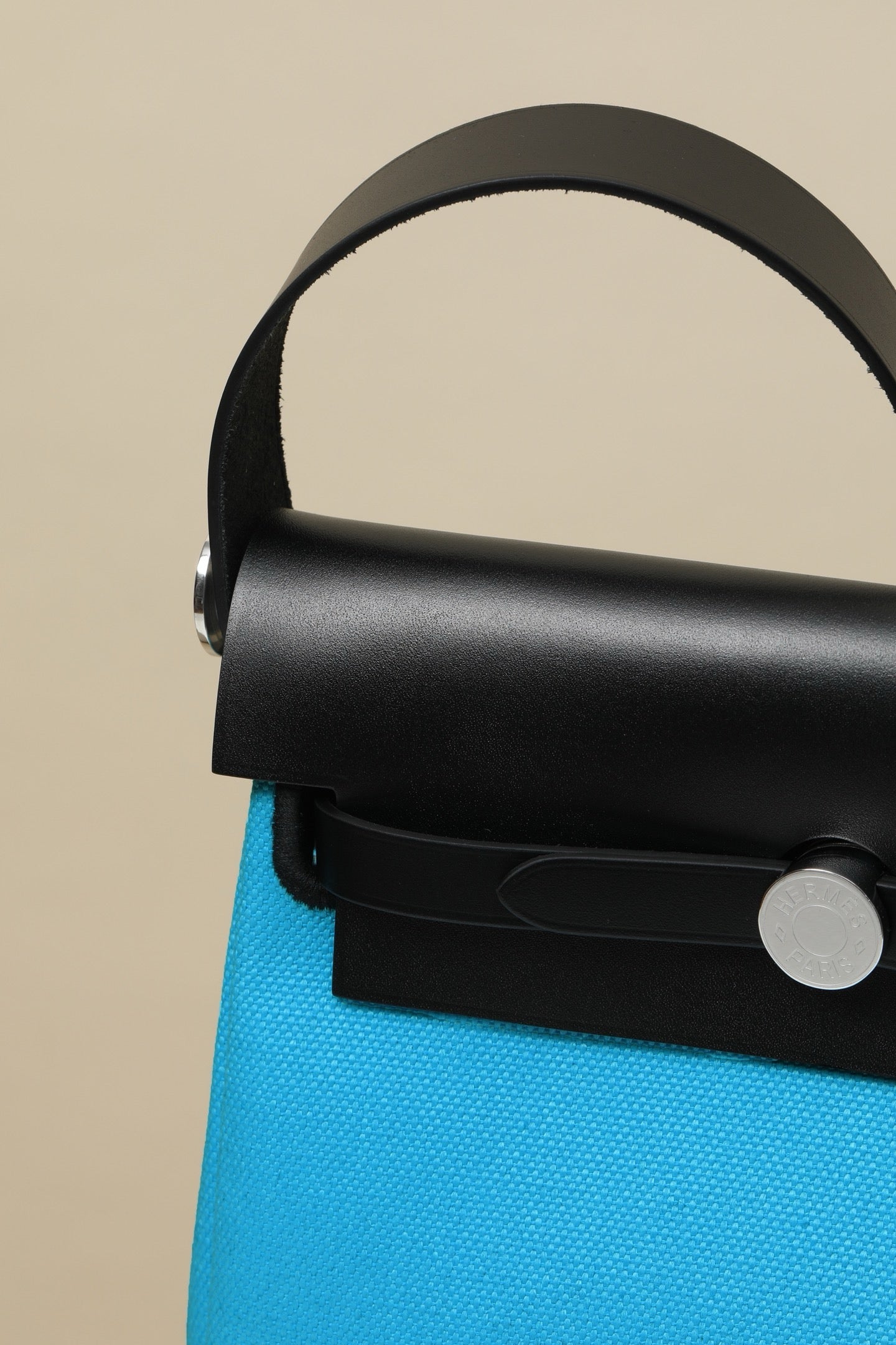 HB20 71 Bleu de France / CK89 Noir  H Viking Canvas and Hunter Leather Shoulder Bag PHW #4643