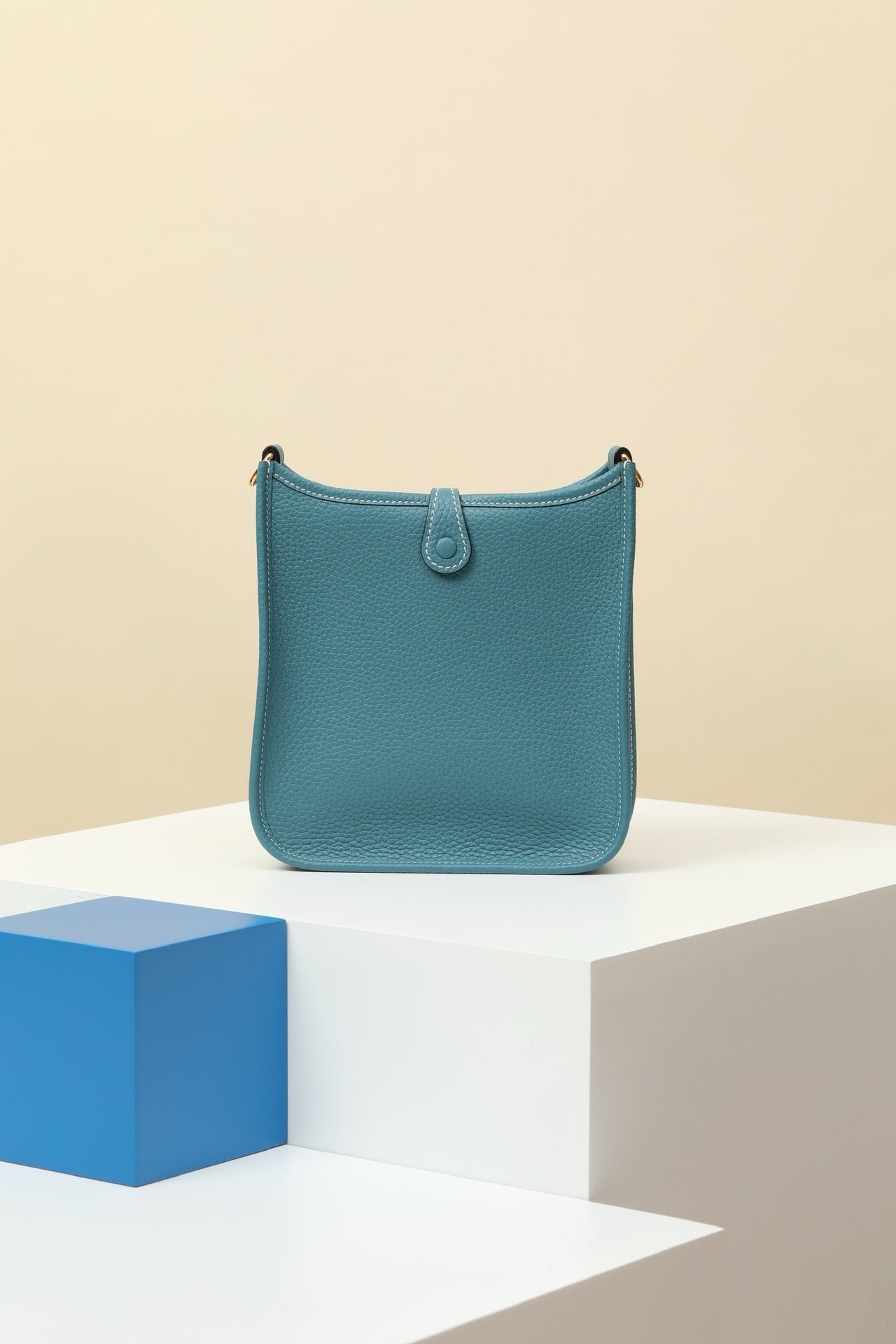 YF16 D2 New Denim Blue Clemence bull leather crossbody bag  ,GHW#4430