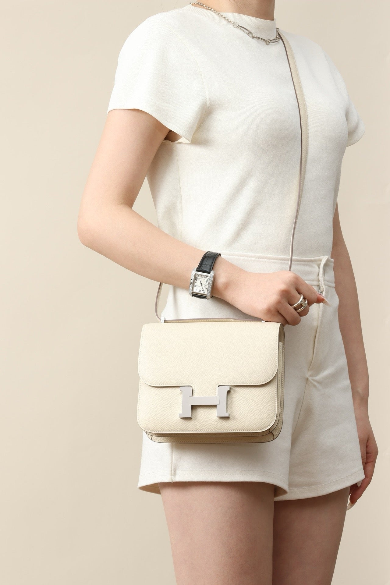 CJ19 19 cm ,   Milkshake White Epsom leather PHW #4300