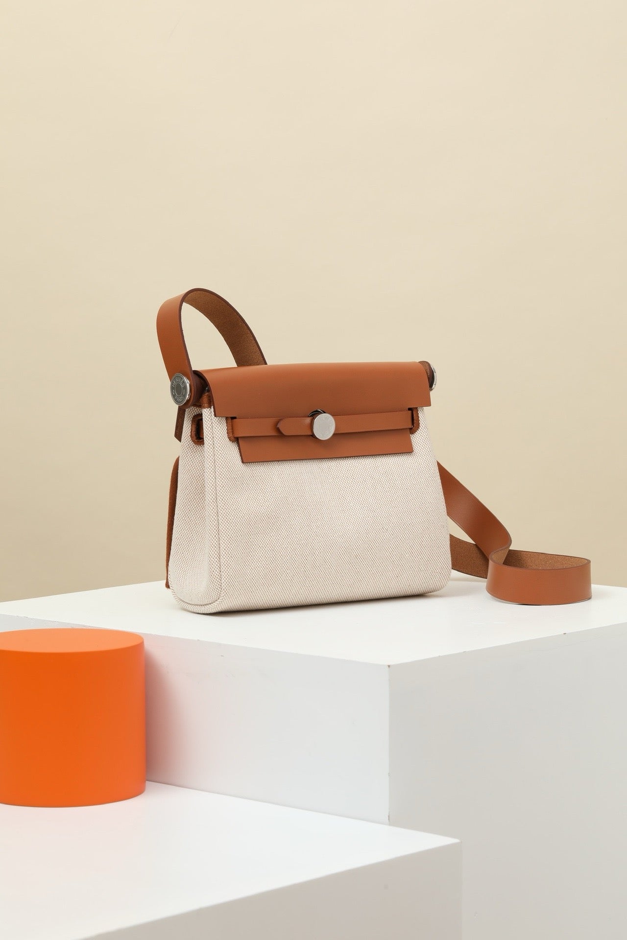 HB20 CK37 Gold H Viking Canvas and Hunter Leather Shoulder Bag PHW #4636