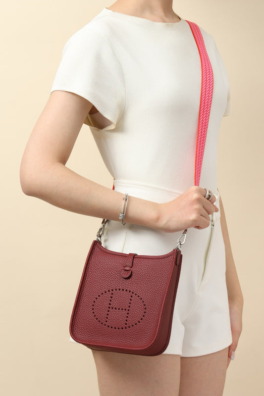 YF16 55 Res ,Clemence bull leather crossbody bag  , PHW #4415