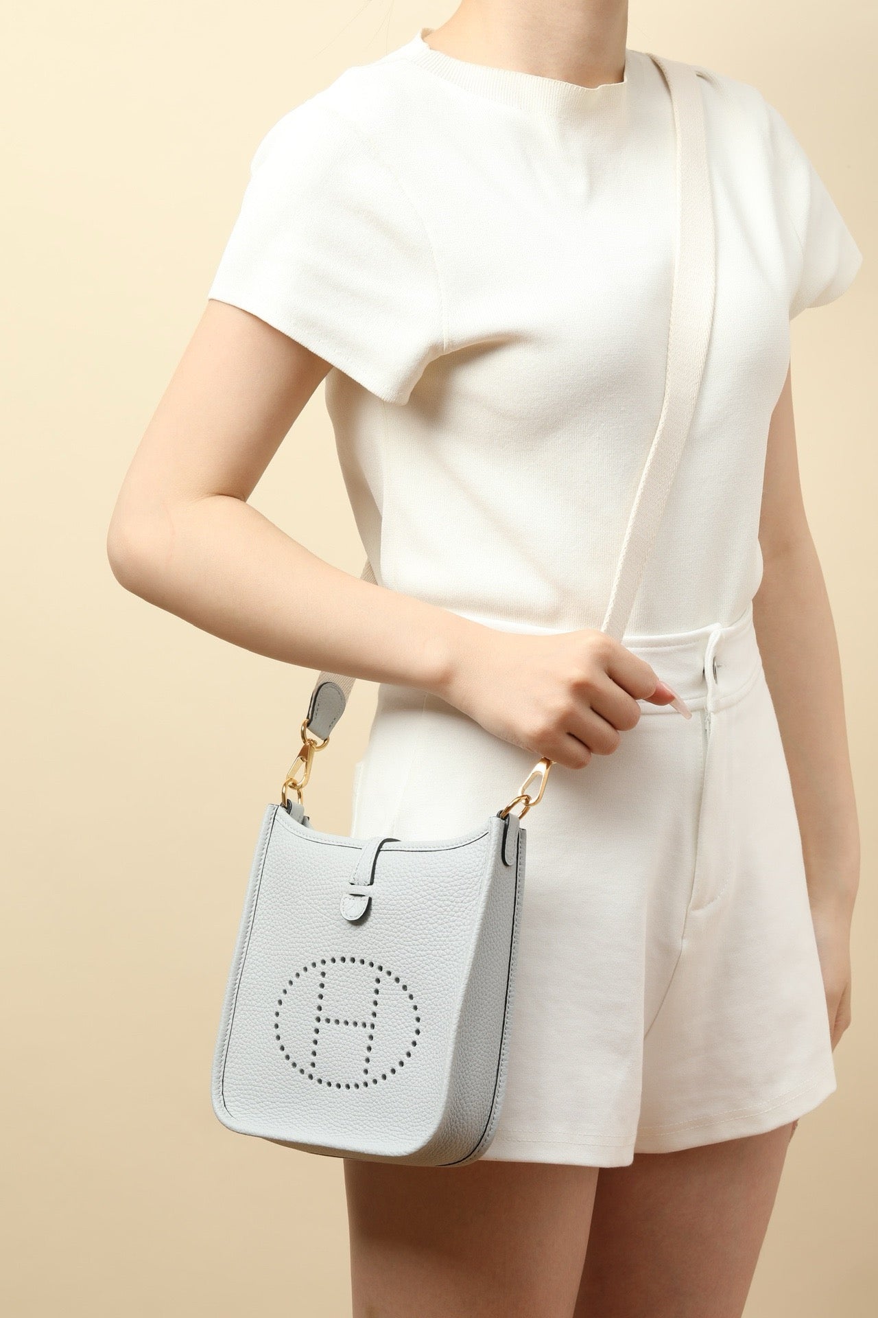 YF16 08 Holy Grail Blue ,Clemence bull leather crossbody bag  , GHW #4418