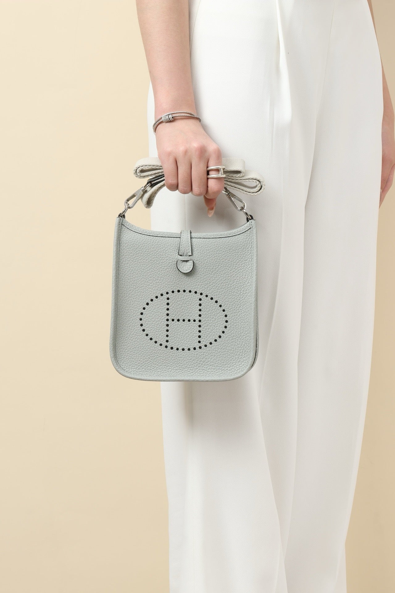 YF16 8U Glacier Blue ,Clemence bull leather crossbody bag  , PHW #4413