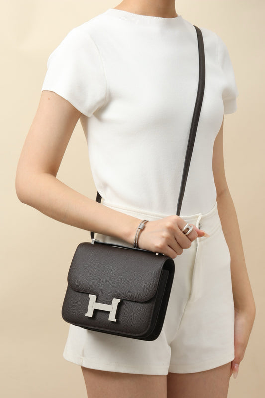 CJ19 19 cm ,  Bark Brown Epsom leather PHW #4310