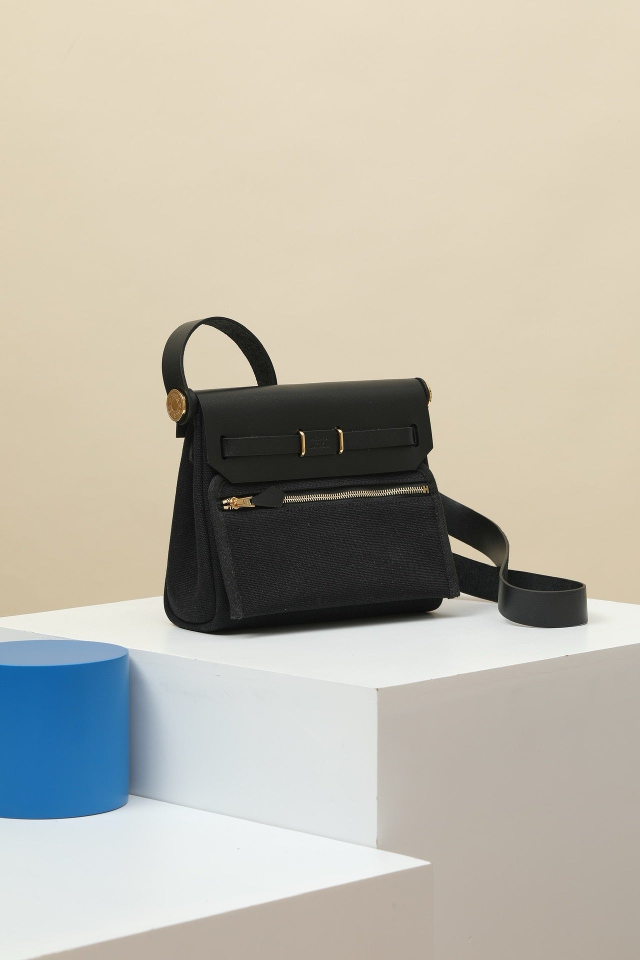 HB20 CK89 Black H Viking Canvas and Hunter Leather Shoulder Bag GHW #4633