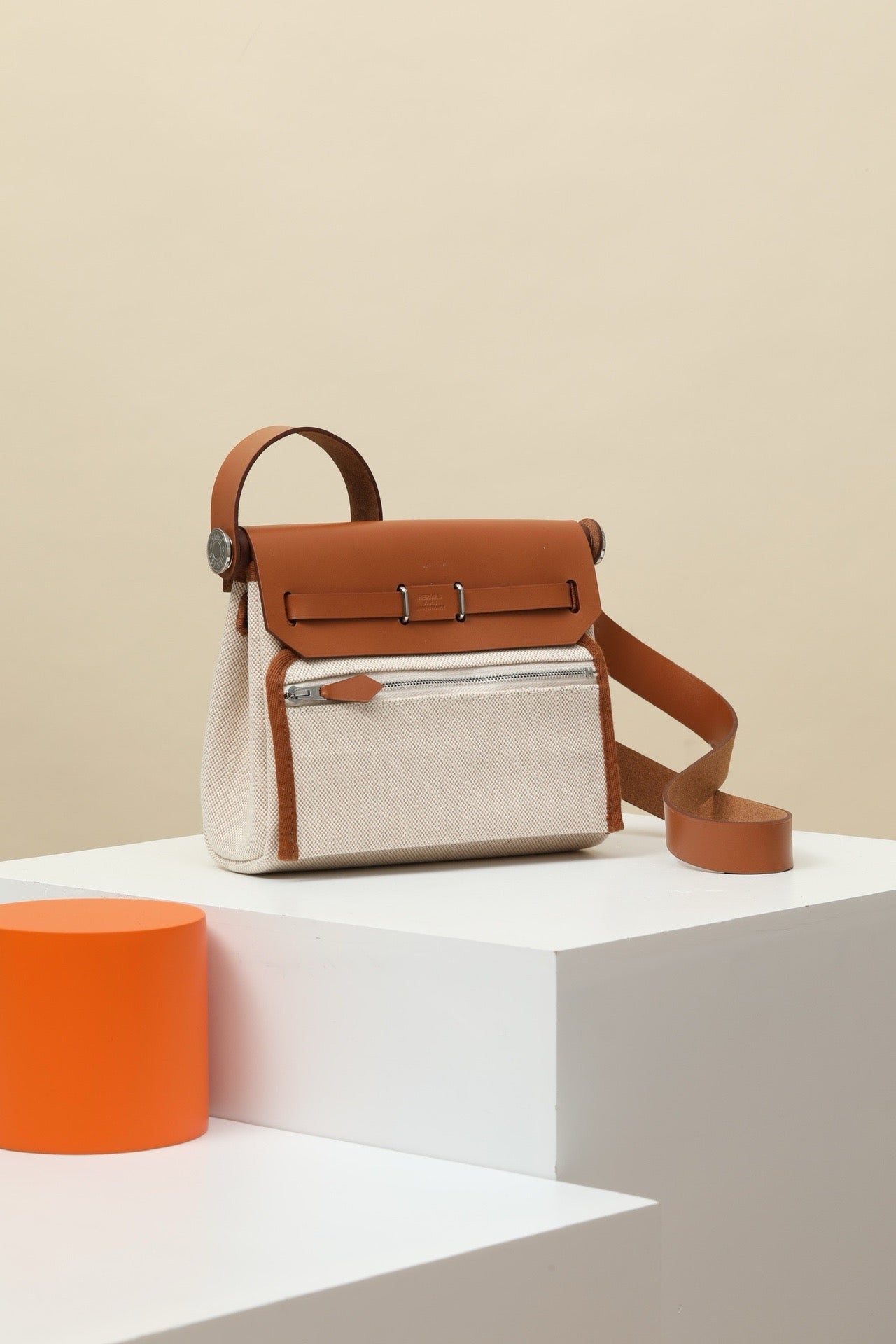 HB20 CK37 Gold H Viking Canvas and Hunter Leather Shoulder Bag PHW #4636