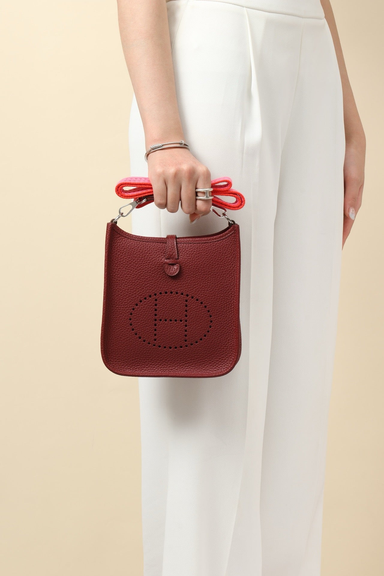 YF16 55 Res ,Clemence bull leather crossbody bag  , PHW #4415