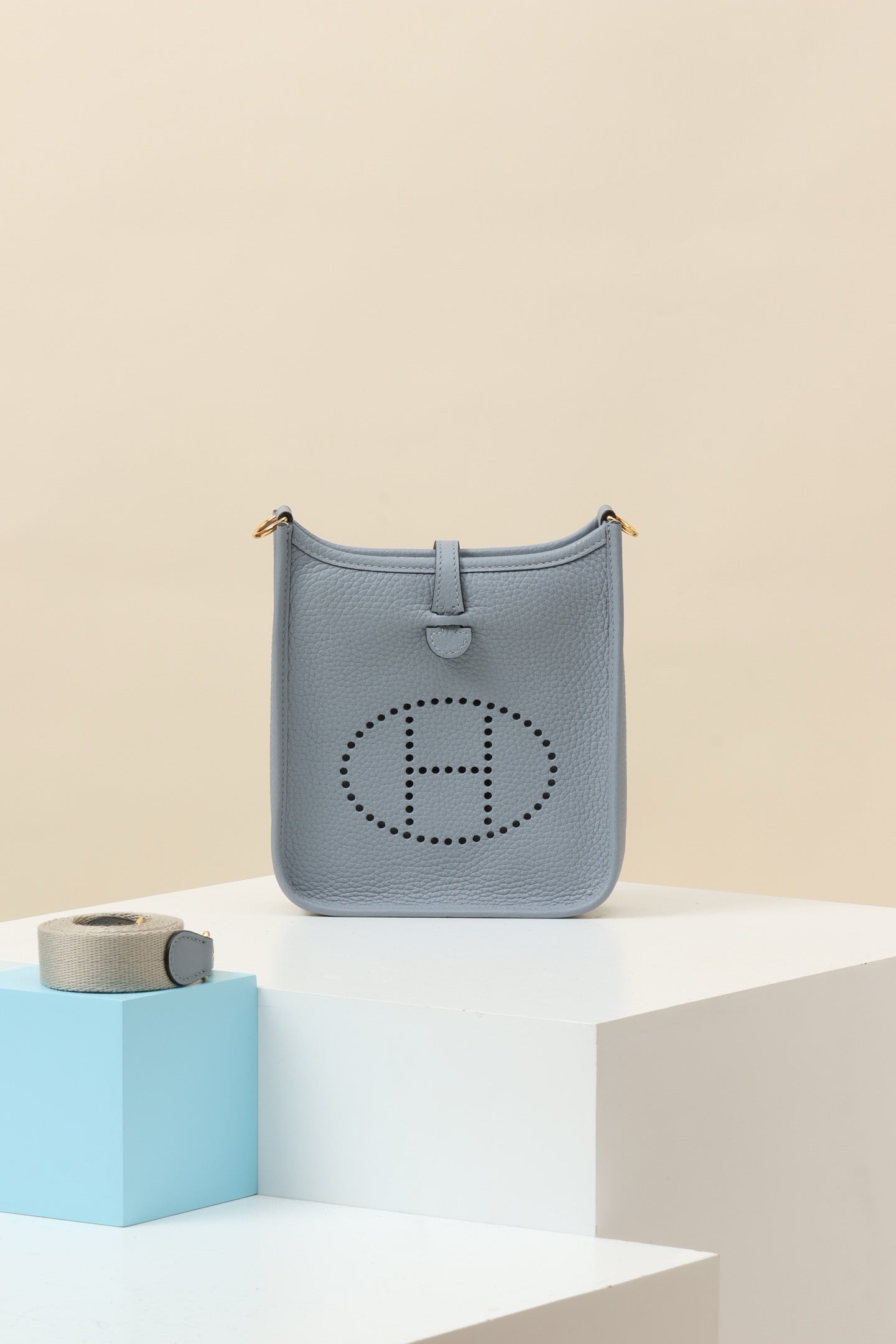 YF16 J7 Aegean Blue, Clemence bull leather crossbody bag  , GHW #4407