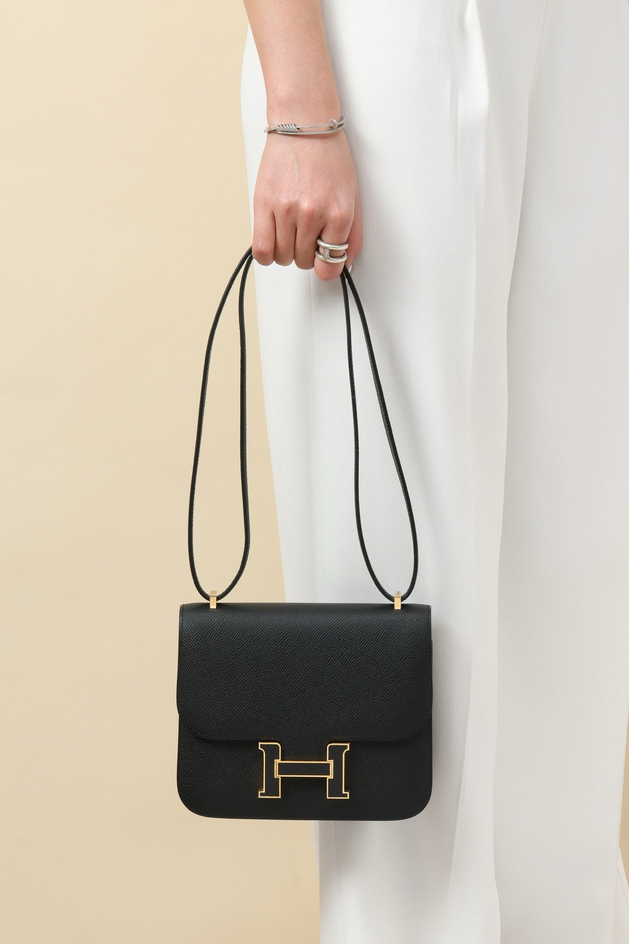 CJ19 19 cm ,  CK89 Black  Epsom leather Enamel Buckle #4337