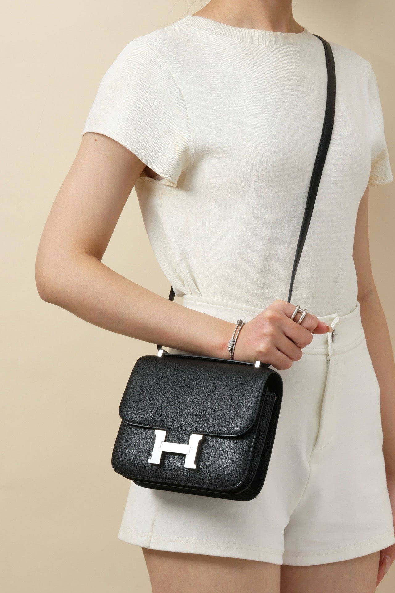 CJ19 19 cm , CK89 Black Goatskin PHW #4343