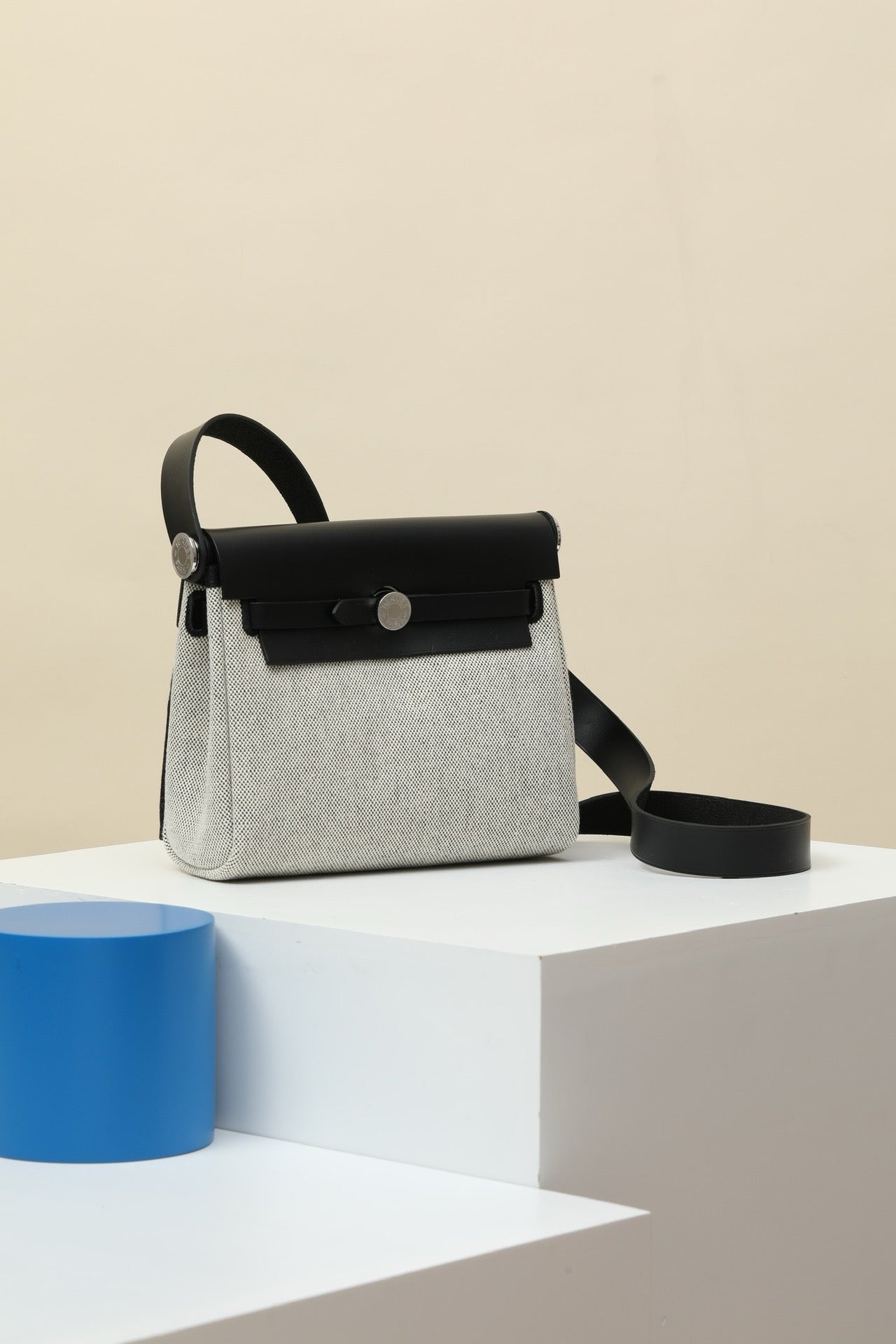 HB20 CK89 Black H Viking Canvas and Hunter Leather Shoulder Bag PHW #4631