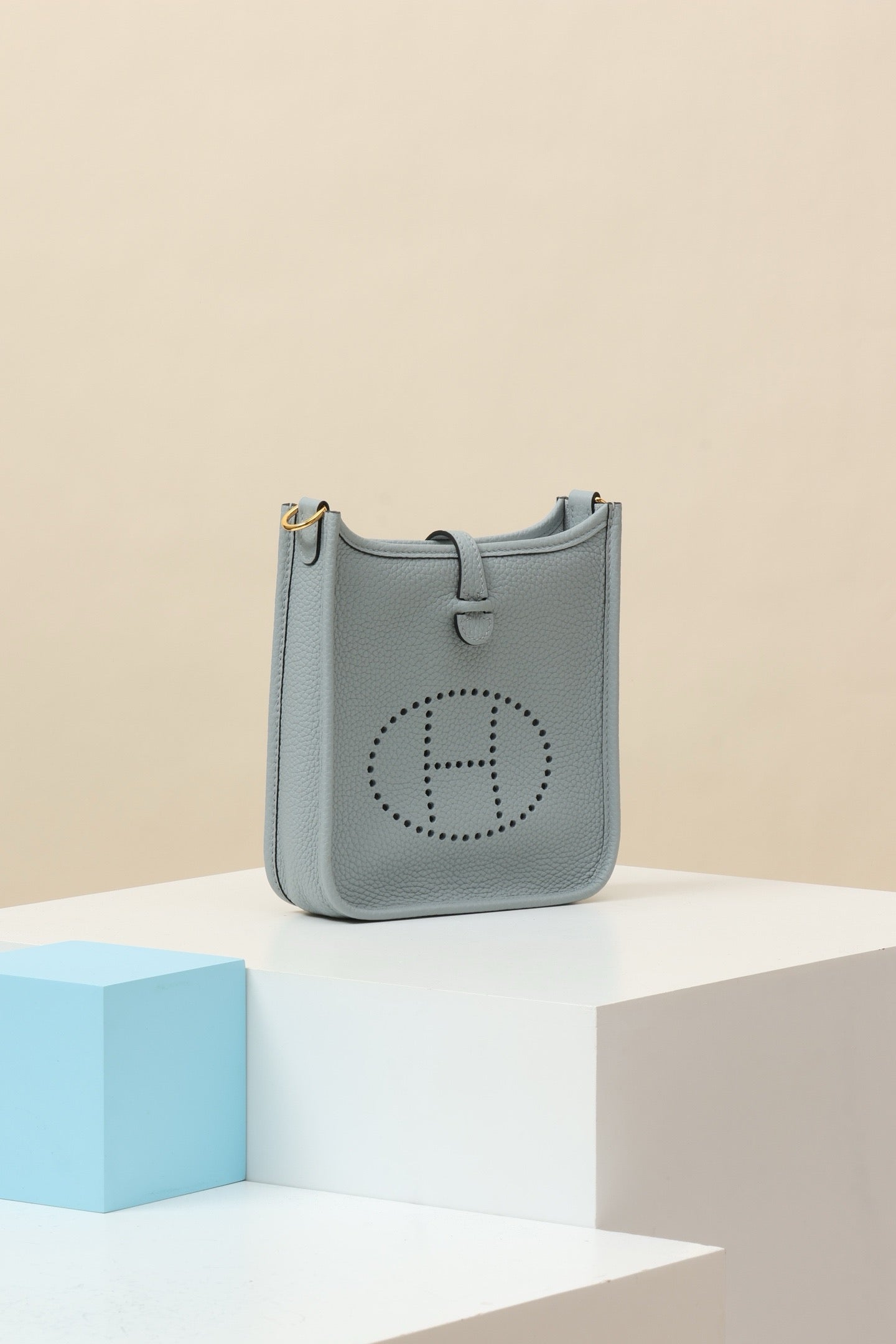 YF16 8U Glacier Blue , Clemence bull leather crossbody bag  , PHW #4396