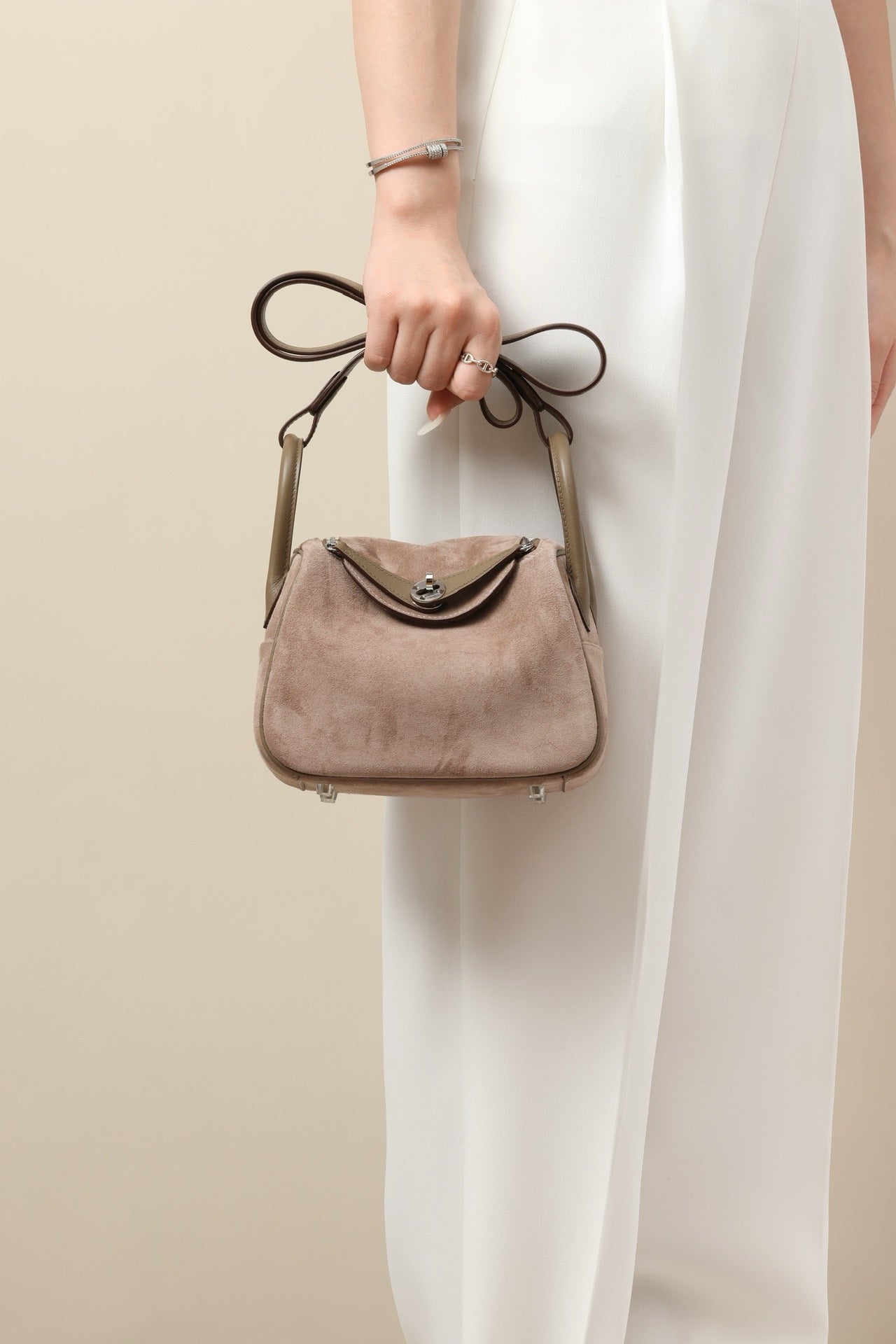 LD19 , Swift leather combined with suede CK18 Etoupe (Elephant Grey) PHW#4628