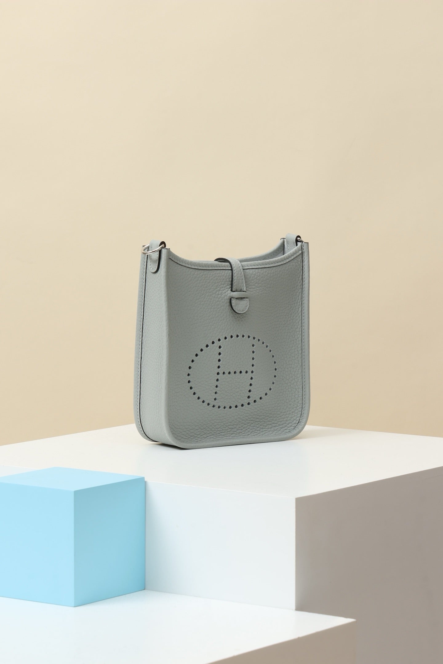 YF16 8U Glacier Blue , Clemence bull leather crossbody bag  , PHW #4395