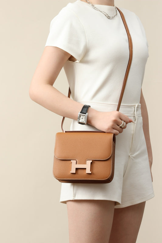 CJ19 19 cm ,  CK37 Gold Brown Epsom leather Rose Gold Hardware#4341