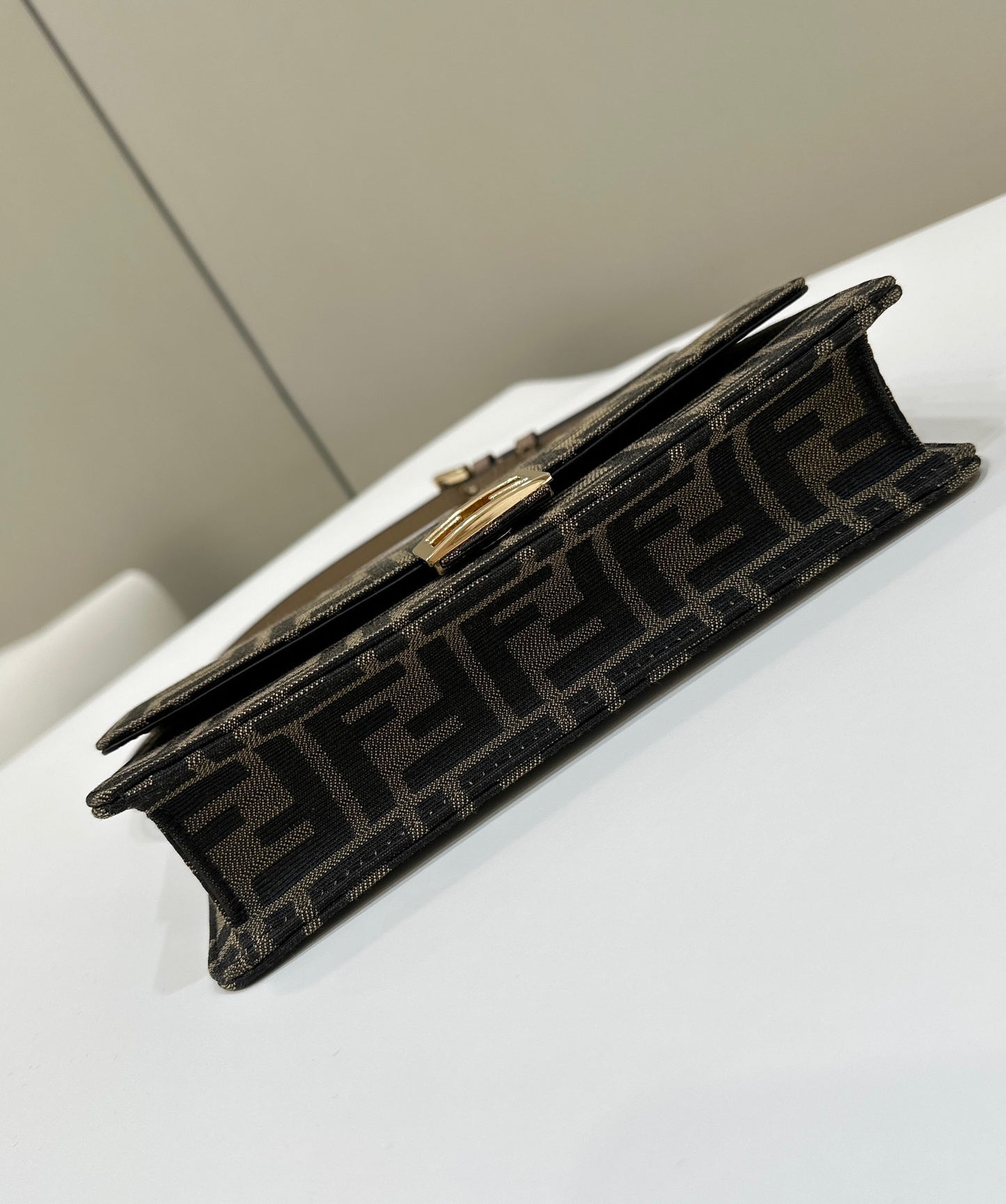 Mini Bag Wallet On Chain Baguette Brown fabric wallet #1581