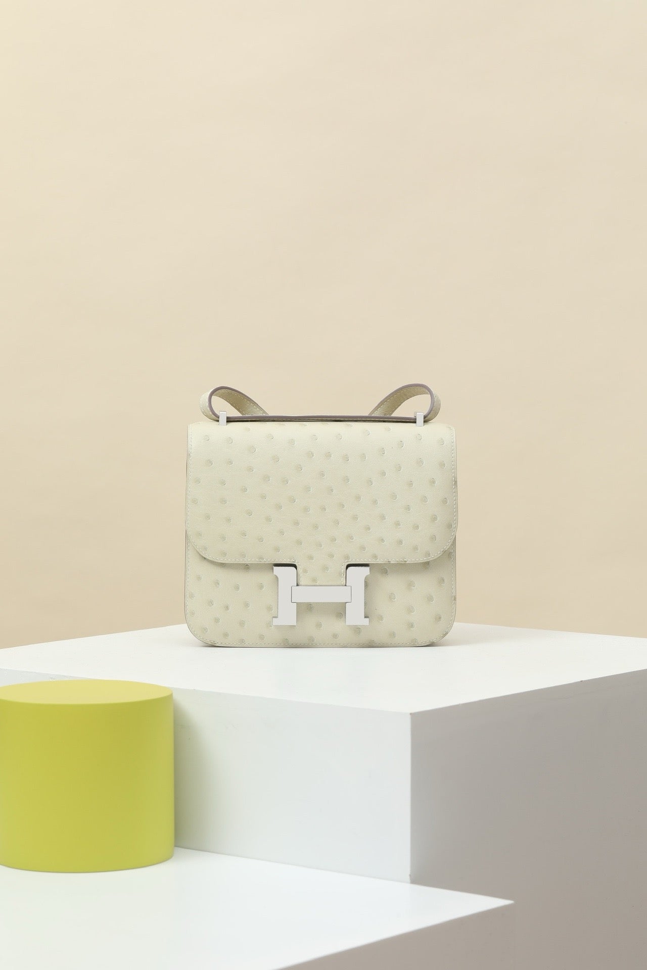 CJG24 ,  8L Glacier White  Ostrich leather  PHW #4381