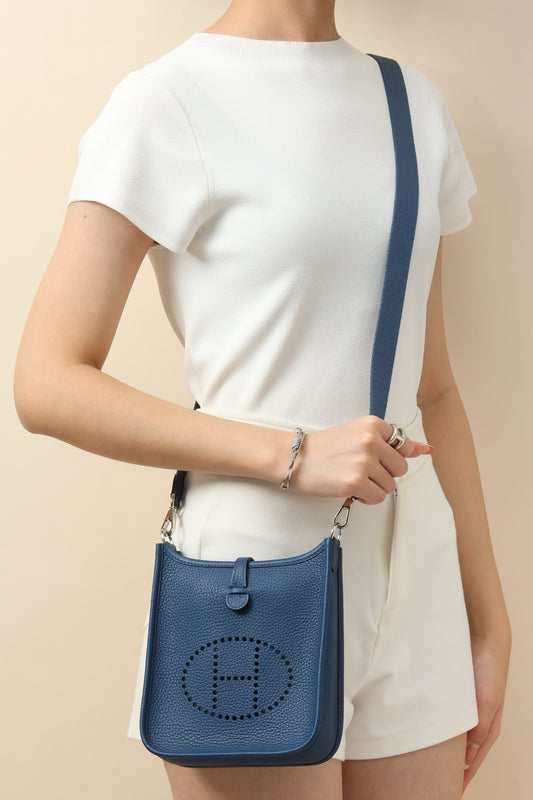 YF16 Tie-Dye Blue , Clemence bull leather crossbody bag  , PHW #4393