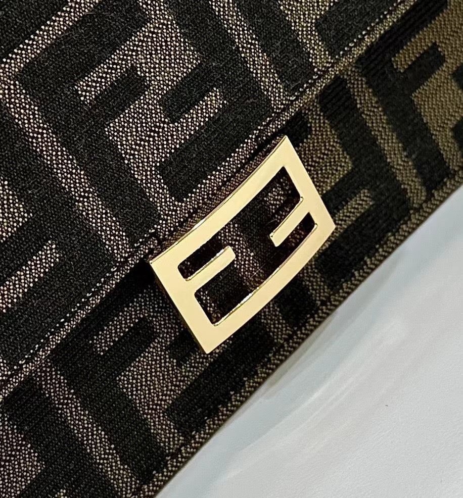Mini Bag Wallet On Chain Baguette Brown fabric wallet #1581