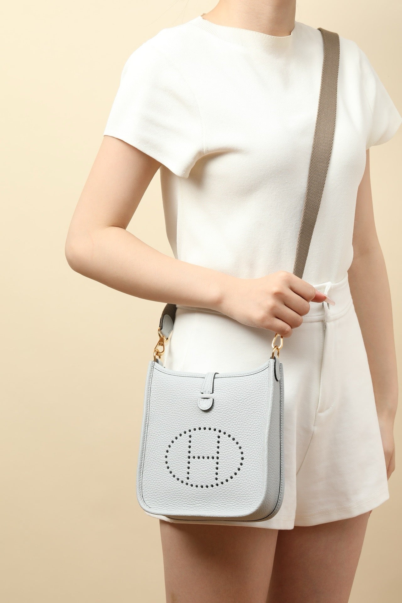 YF16 08 Holy Grail Blue ,Clemence bull leather crossbody bag  , GHW #4420