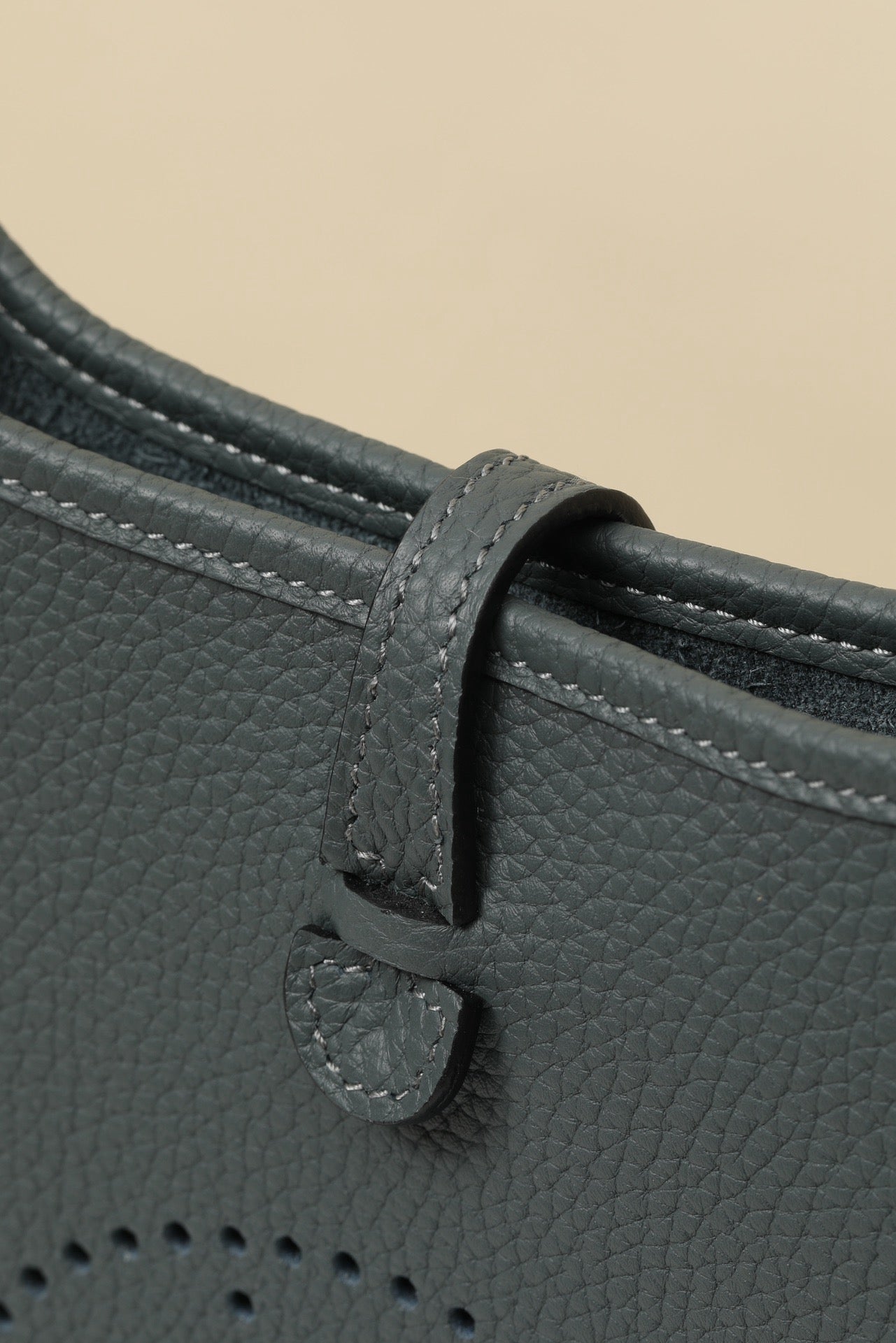 YF16 H0 Smog Grey ,Clemence bull leather crossbody bag  , PHW #4423