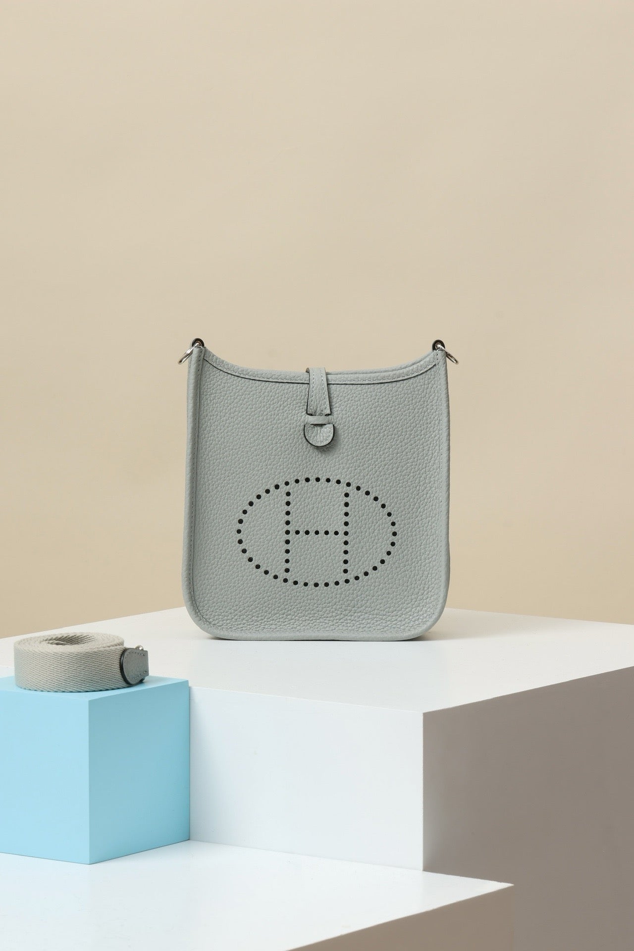 YF16 8U Glacier Blue ,Clemence bull leather crossbody bag  , PHW #4413