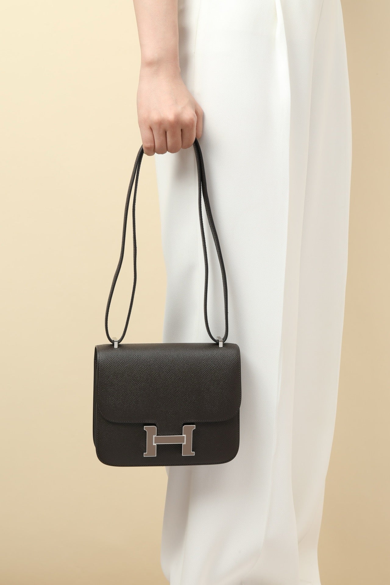 CJ19 19 cm , 4C Bark Brown Epsom leather Enamel Buckle #4338