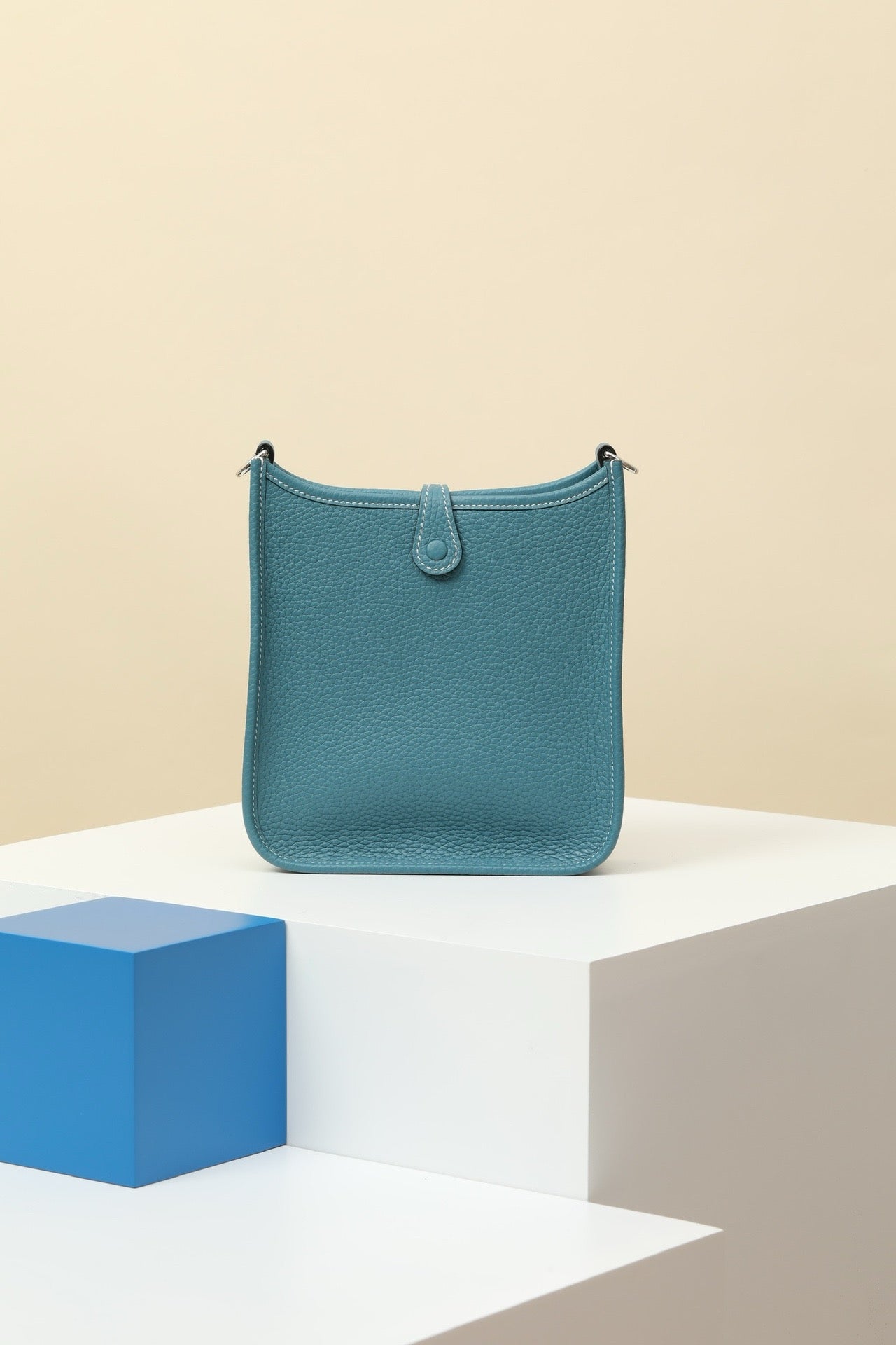 YF16 D2 New Denim Blue Clemence bull leather crossbody bag  , PHW #4429