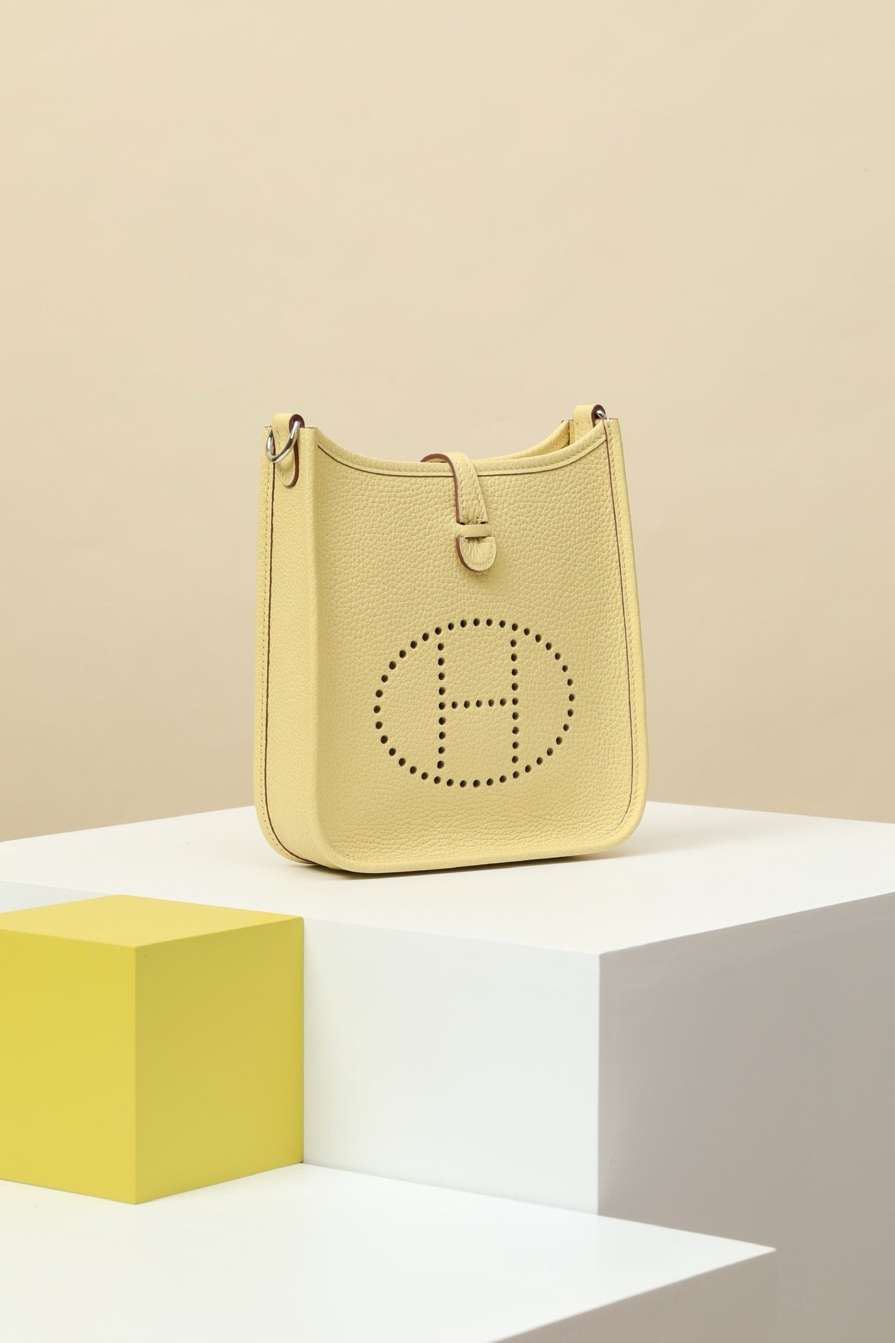 YF16 1Z Chick Yellow , Clemence bull leather crossbody bag  , PHW #4401