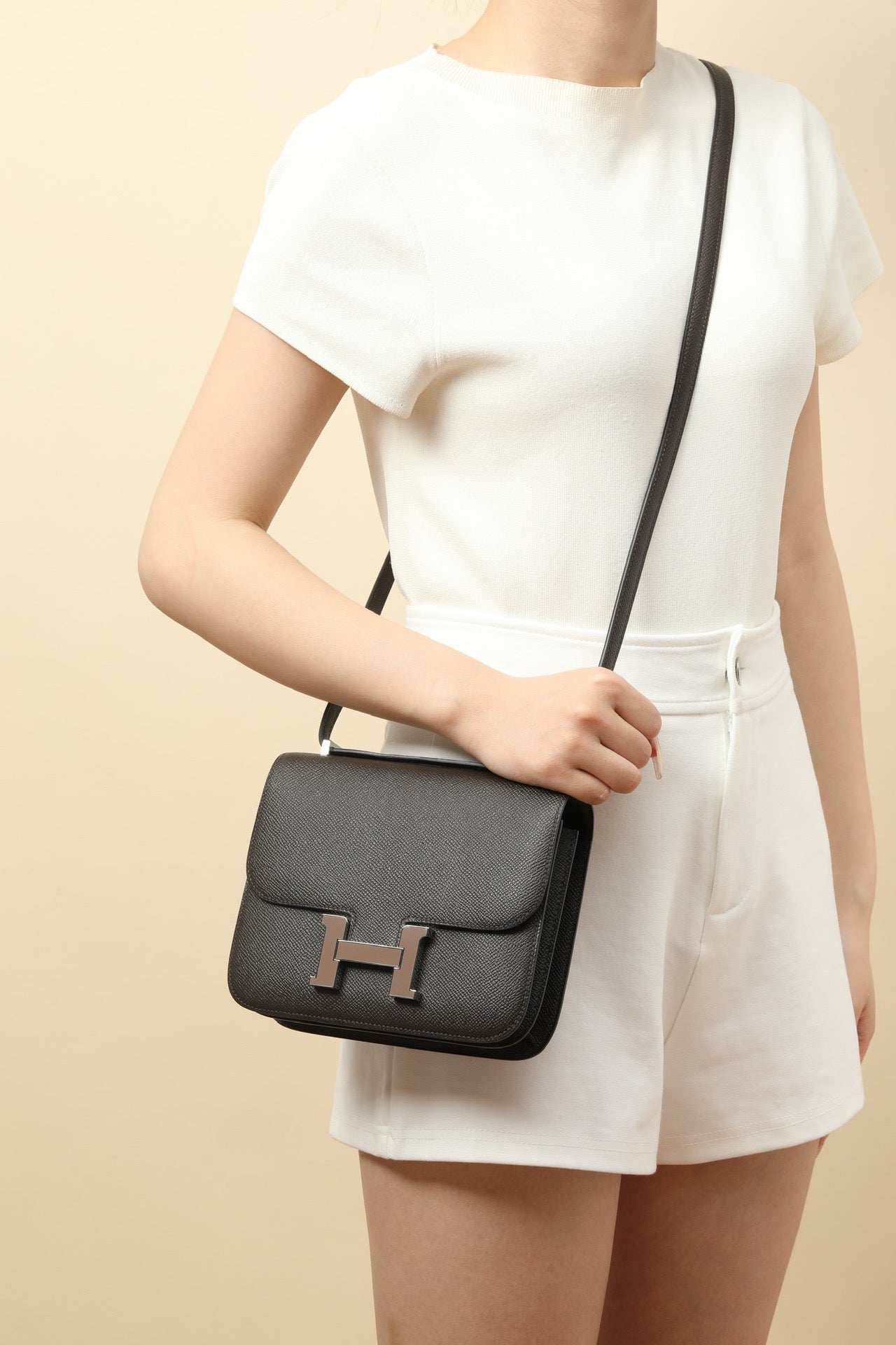 CJ19 19 cm , 4C Bark Brown Epsom leather Enamel Buckle #4338