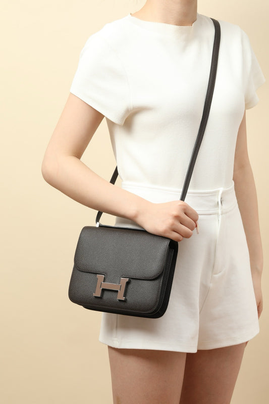 CJ19 19 cm , 4C Bark Brown Epsom leather Enamel Buckle #4338