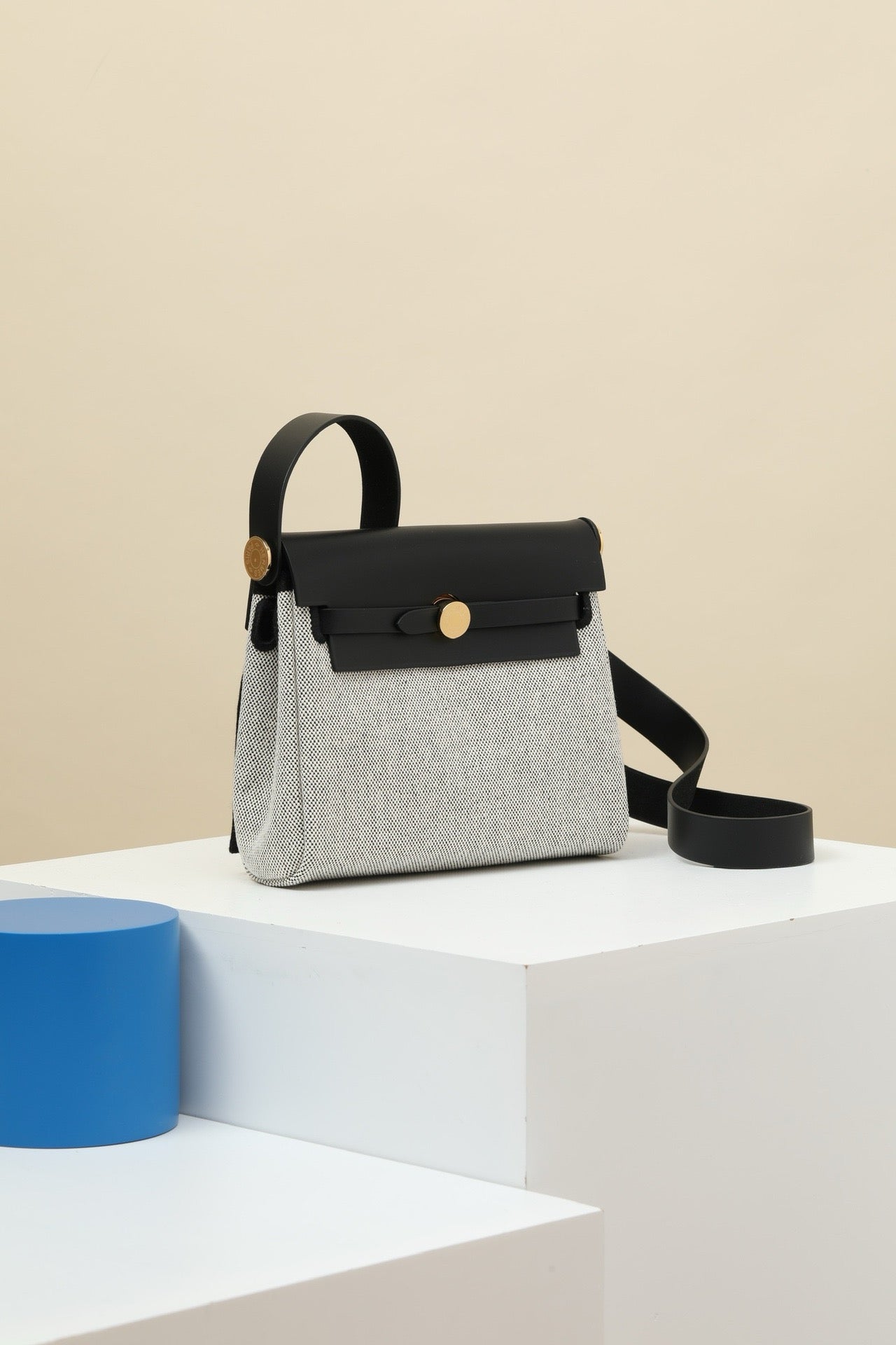 HB20 CK89 Black H Viking Canvas and Hunter Leather Shoulder Bag GHW #4630