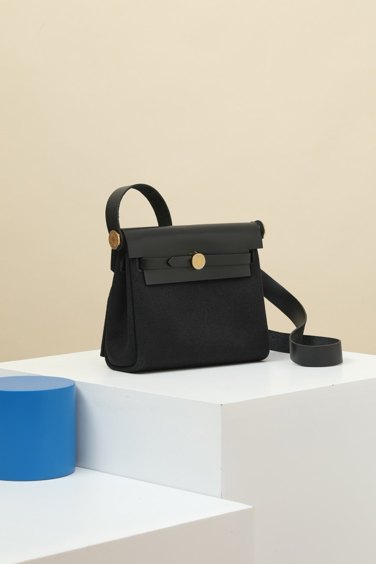 HB20 CK89 Black H Viking Canvas and Hunter Leather Shoulder Bag GHW #4633