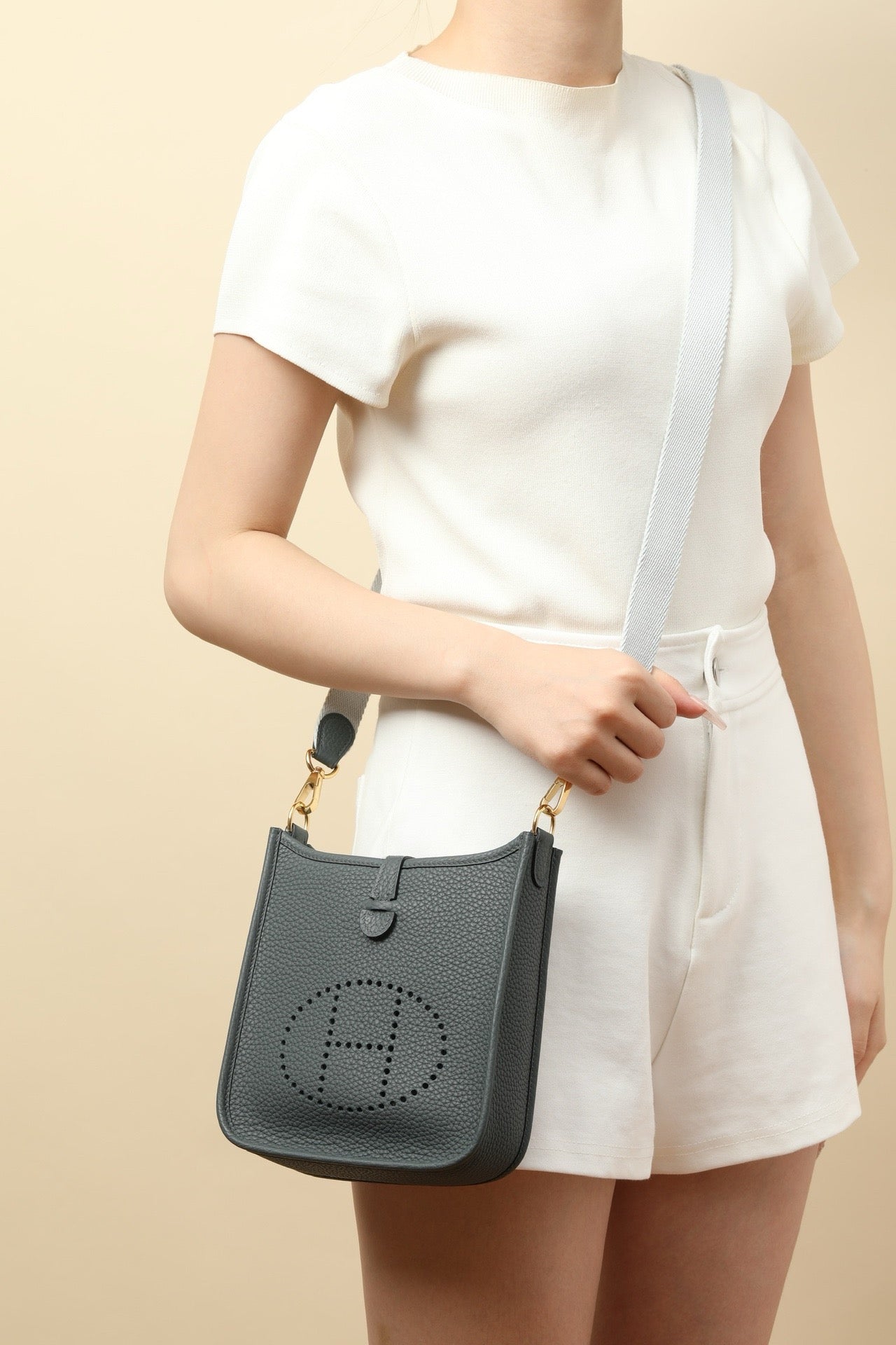 YF16 N7 Storm Blue ,Clemence bull leather crossbody bag  , GHW #4421