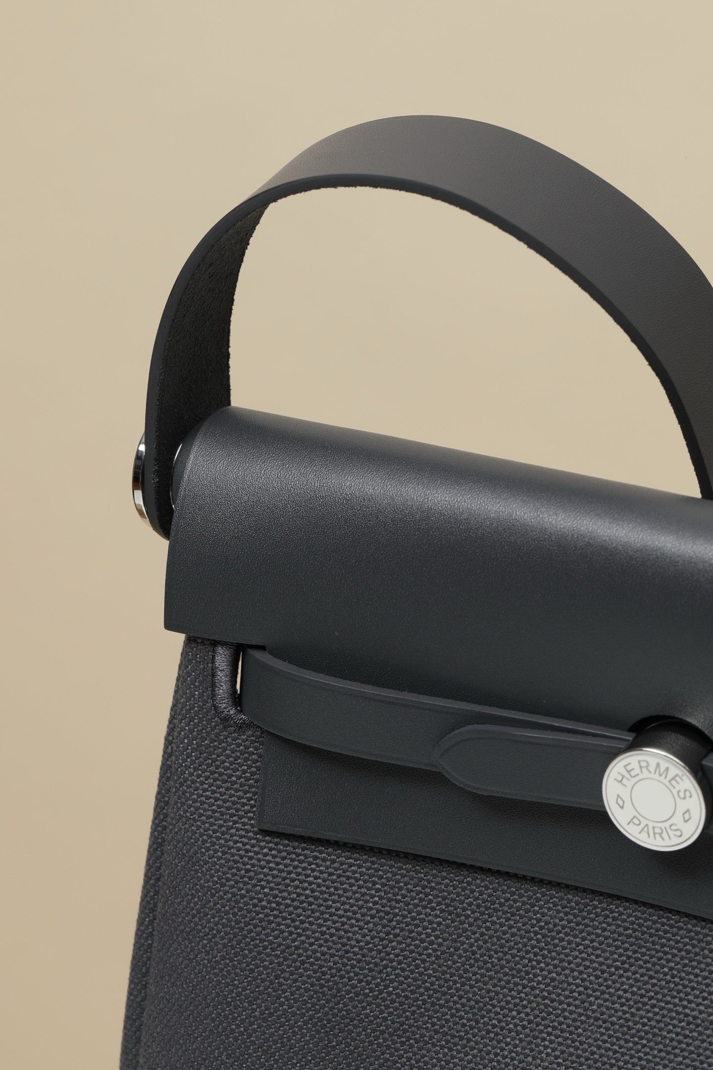 HB20 85 Gris Ardoise  H Viking Canvas and Hunter Leather Shoulder Bag PHW #4642