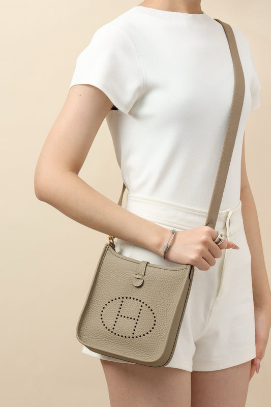 YF16 8Q Marfa Beige, Clemence bull leather crossbody bag  , GHW #4406
