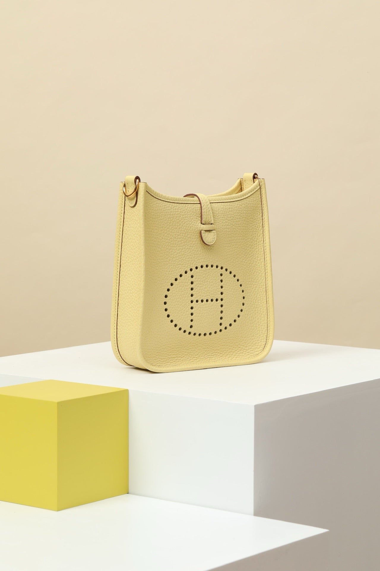 YF16 1Z Chick Yellow , Clemence bull leather crossbody bag  , GHW #4402