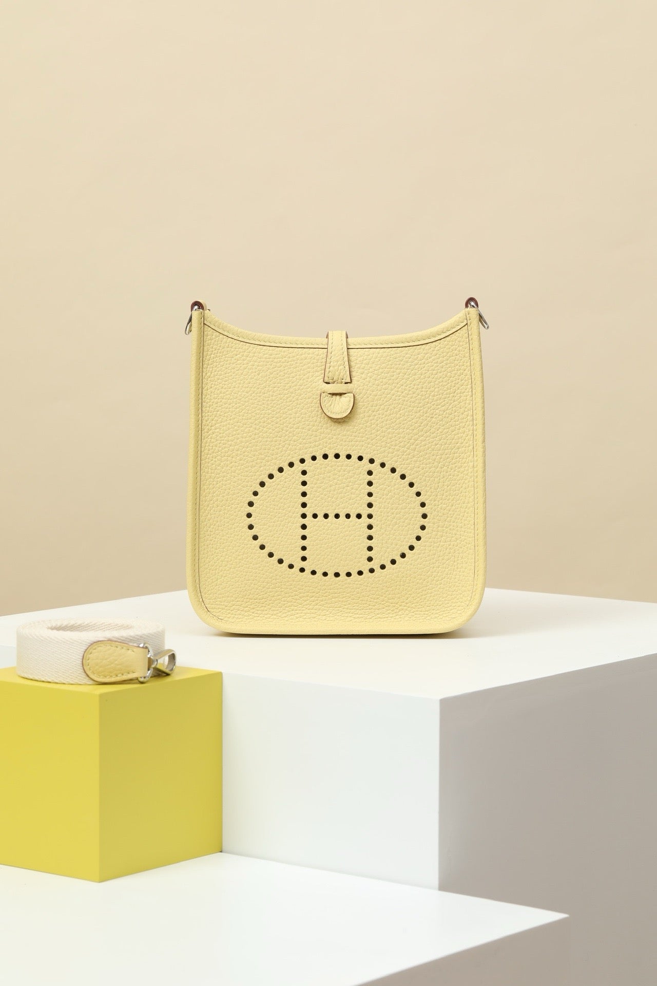 YF16 1Z Chick Yellow , Clemence bull leather crossbody bag  , PHW #4401