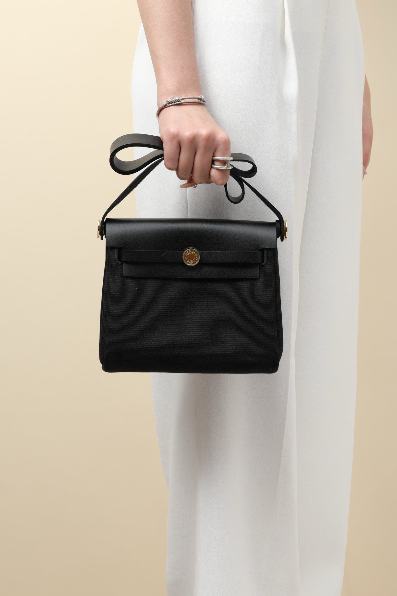 HB20 CK89 Black H Viking Canvas and Hunter Leather Shoulder Bag GHW #4633