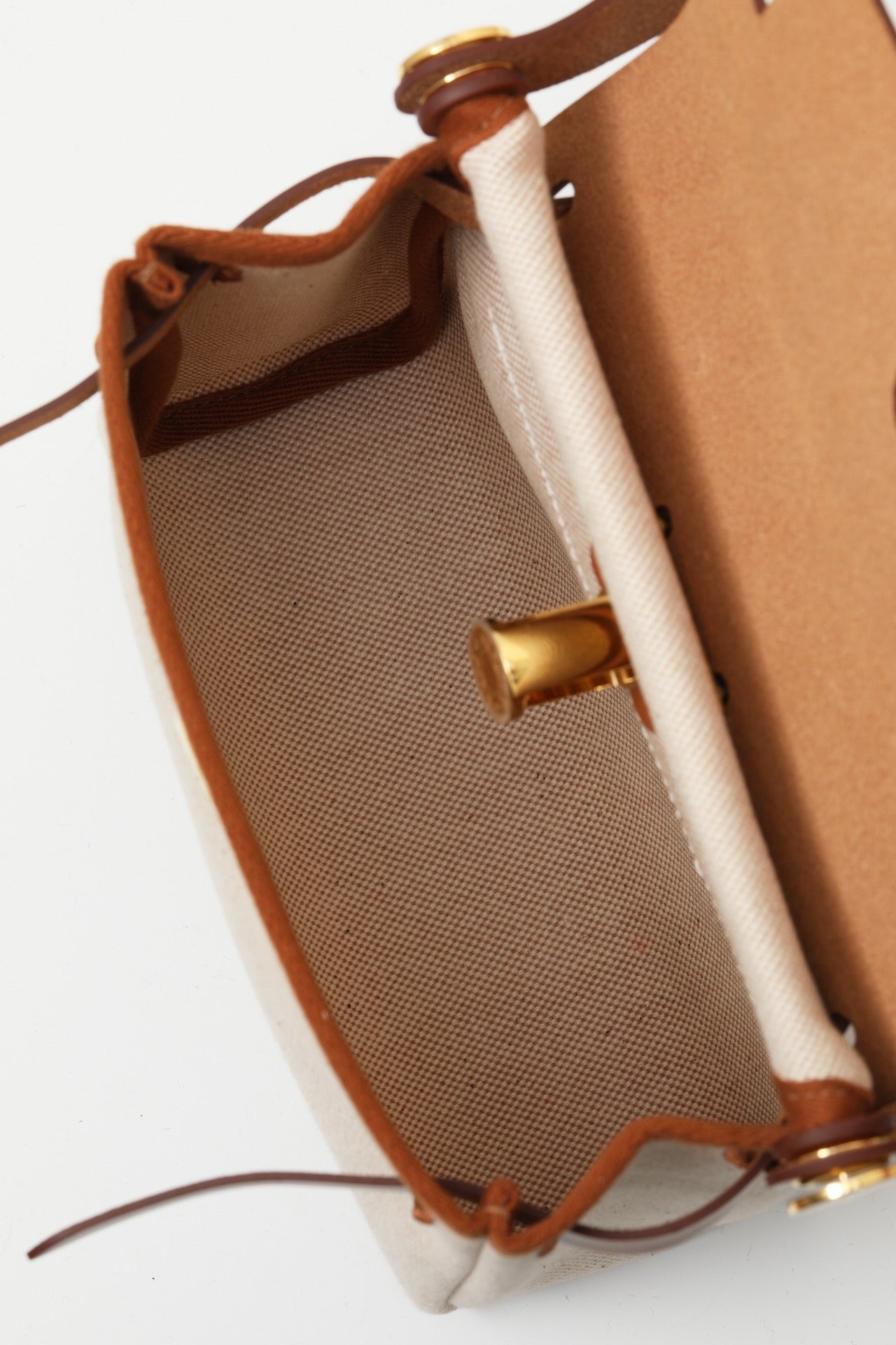 HB20 CK37 Gold H Viking Canvas and Hunter Leather Shoulder Bag GHW #4637