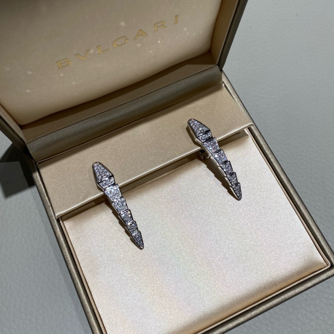 أقراط بولغاري ذهب عيار 18 , الماس vvs1