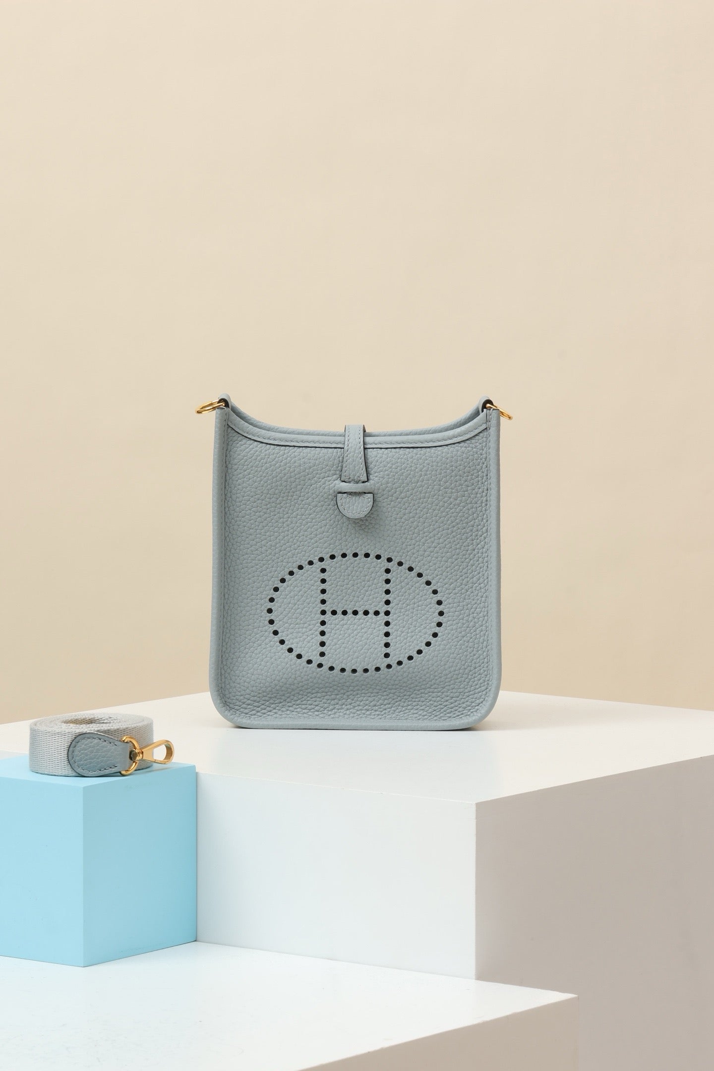 YF16 8U Glacier Blue , Clemence bull leather crossbody bag  , PHW #4396