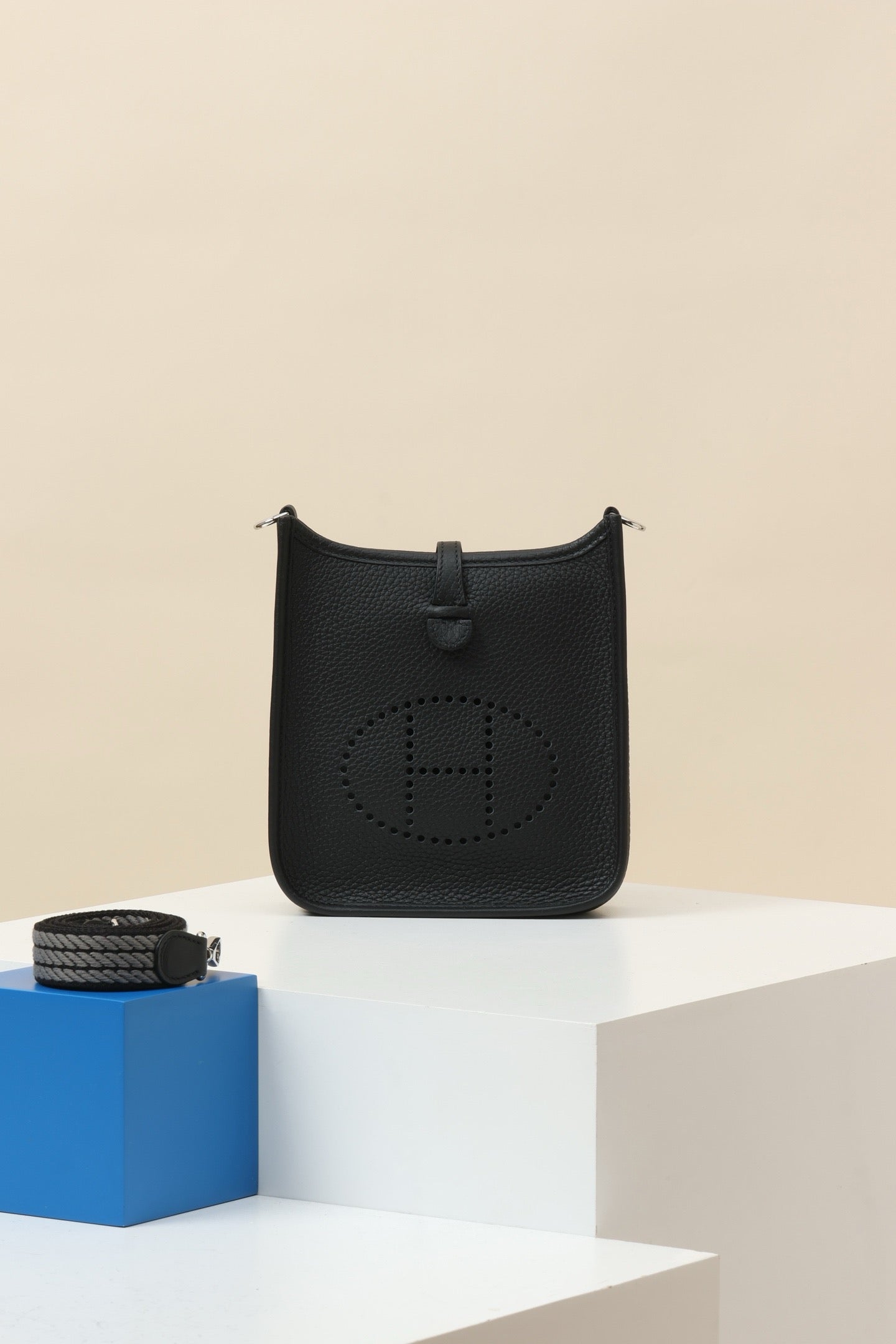 YF16 CK89 Black , Clemence bull leather crossbody bag  , PHW #4397