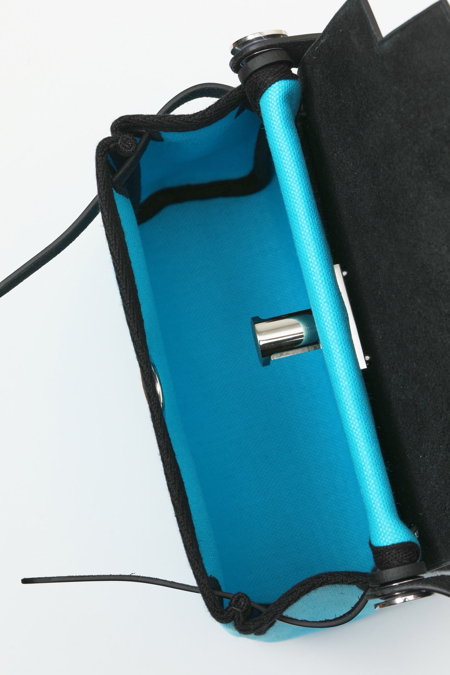 HB20 71 Bleu de France / CK89 Noir  H Viking Canvas and Hunter Leather Shoulder Bag PHW #4643