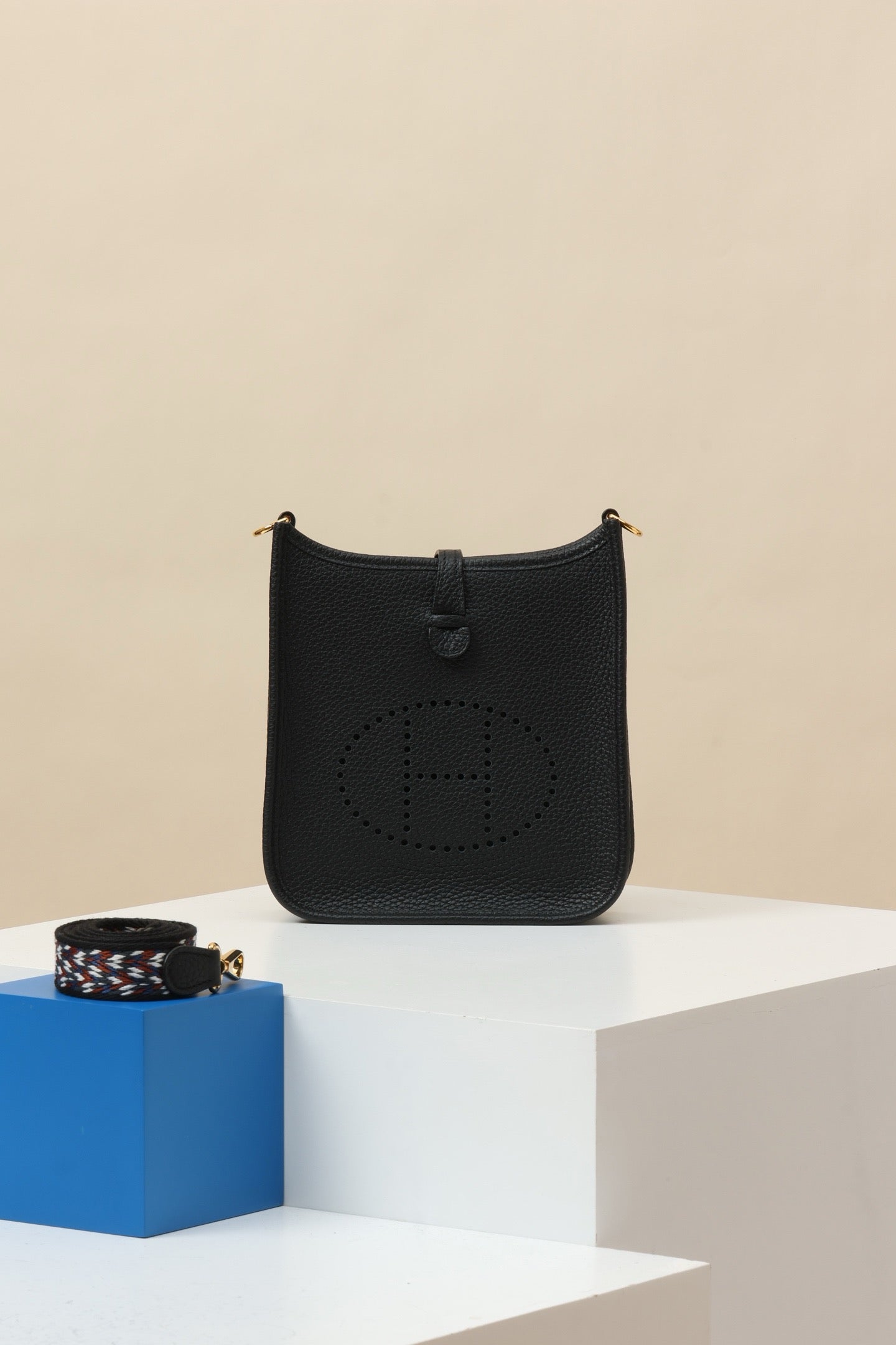 YF16 CK89 Black , Clemence bull leather crossbody bag  , GHW #4398