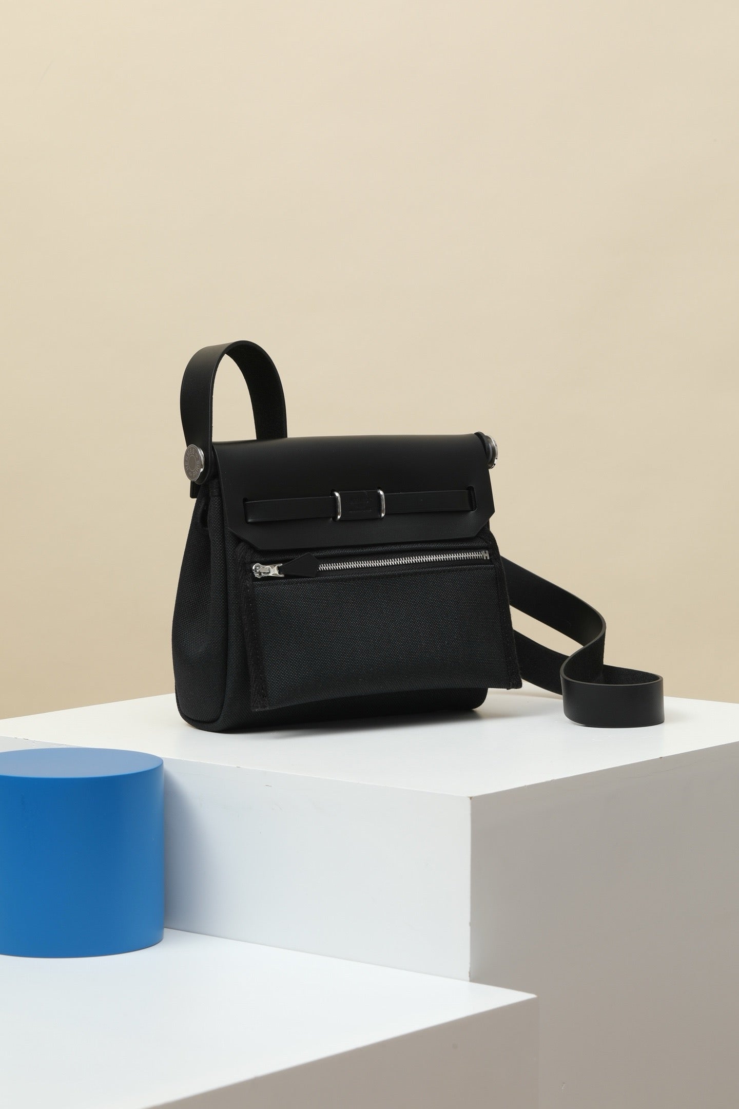 HB20 CK89 Black H Viking Canvas and Hunter Leather Shoulder Bag PHW #4632